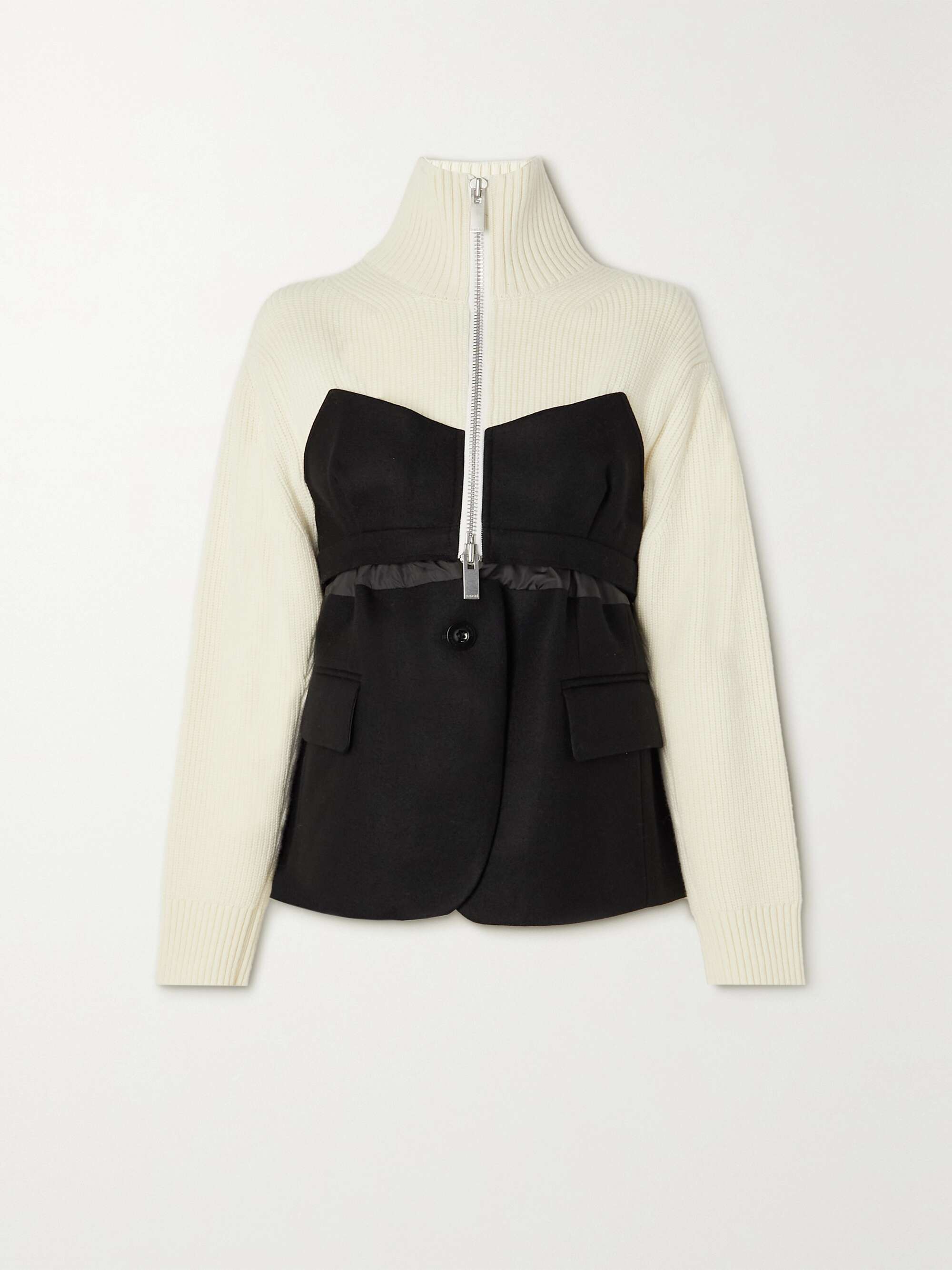 Black Wool and ribbed jersey jacket 