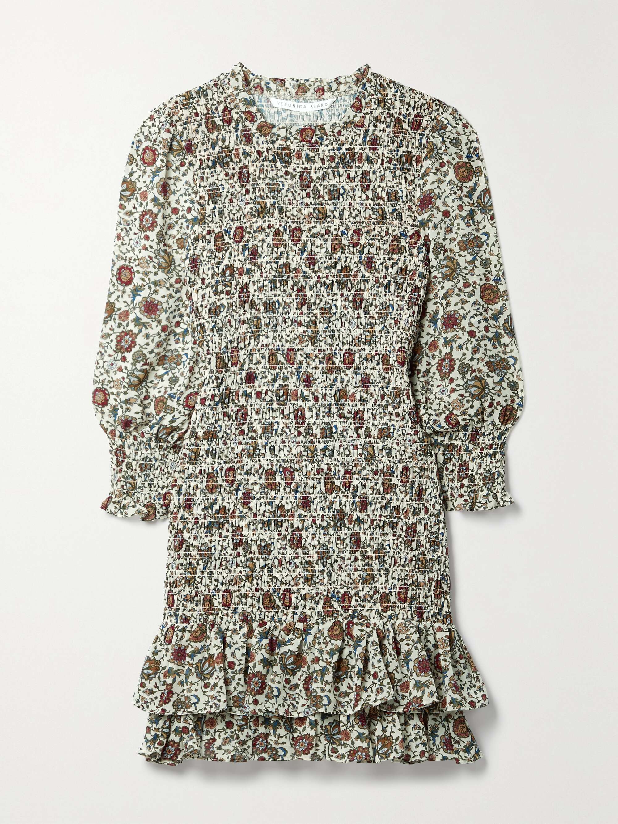 apodo Relajante Decorativo VERONICA BEARD Farha shirred ruffled floral-print voile mini dress |  NET-A-PORTER