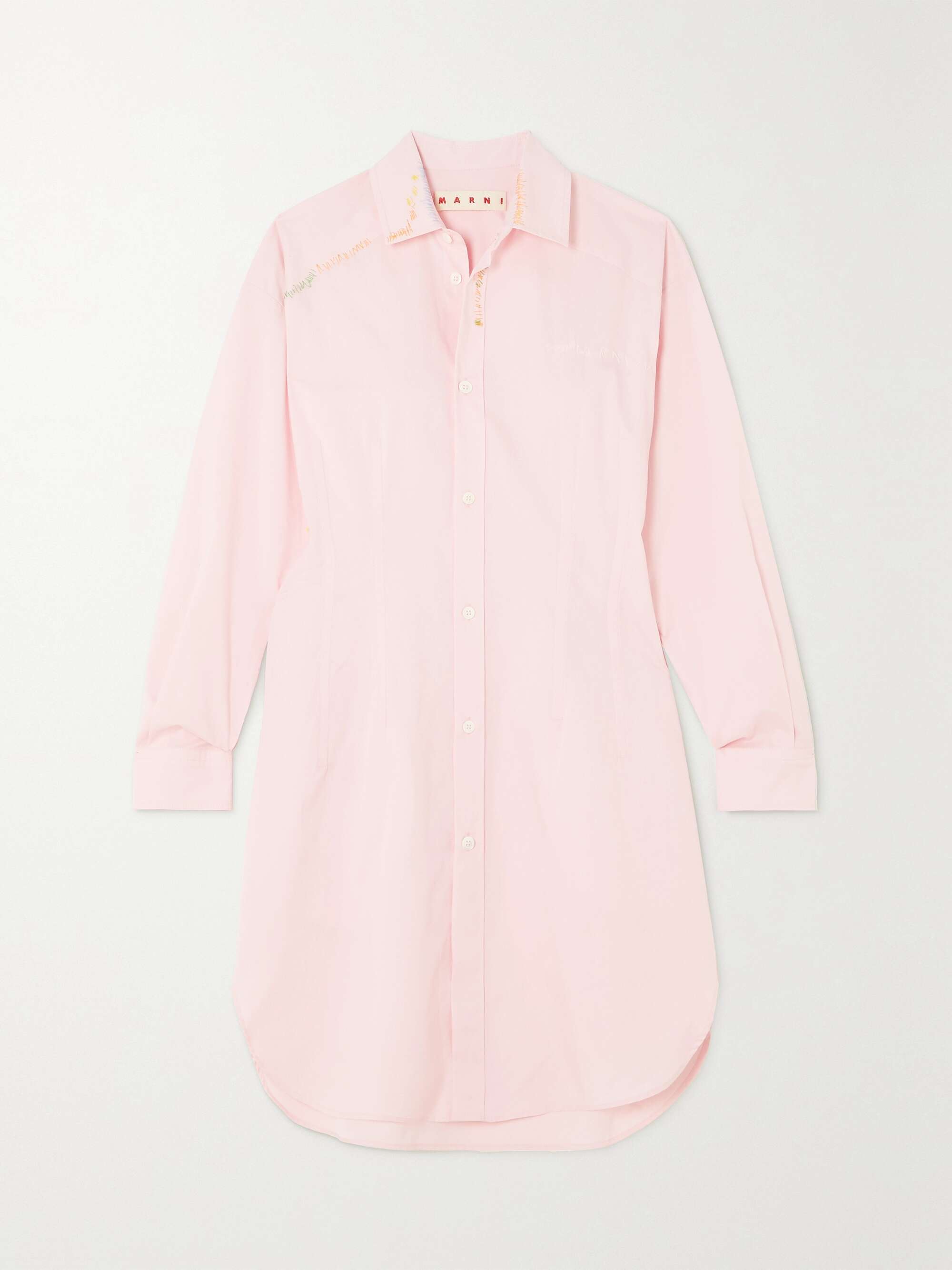 Pink Cotton embroidered mini shirt 
