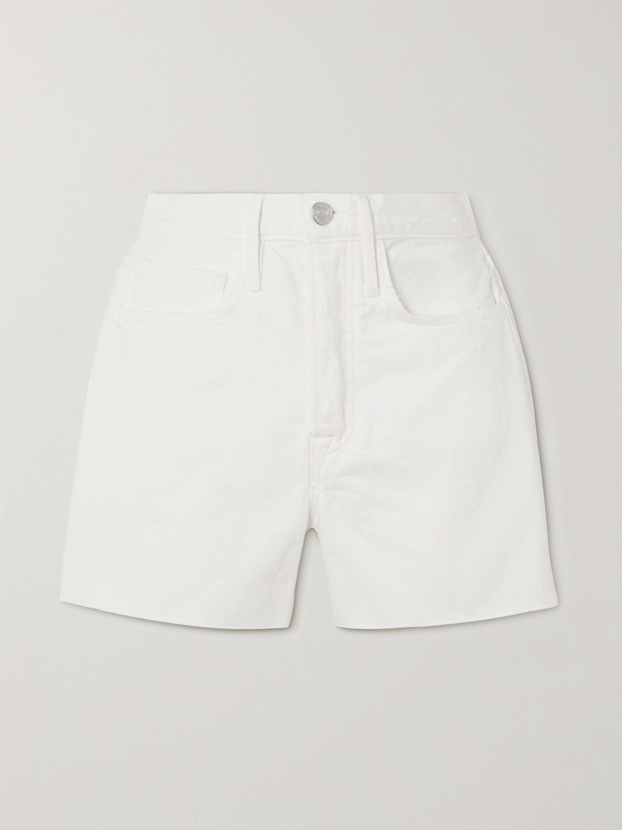 White Frayed denim shorts | FRAME | NET 