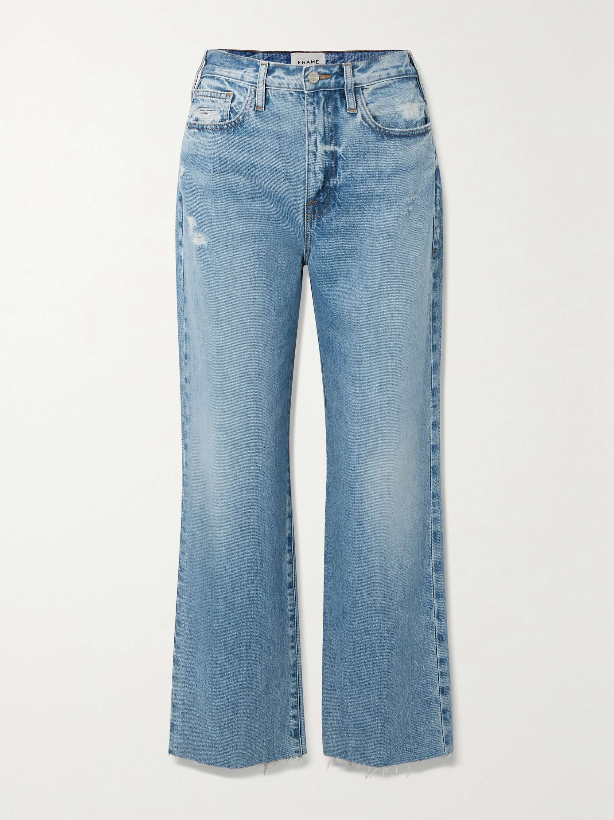 FRAME Denim Cropped Straight Jeans Le Jane in Blau Damen Bekleidung Jeans Jeans mit gerader Passform