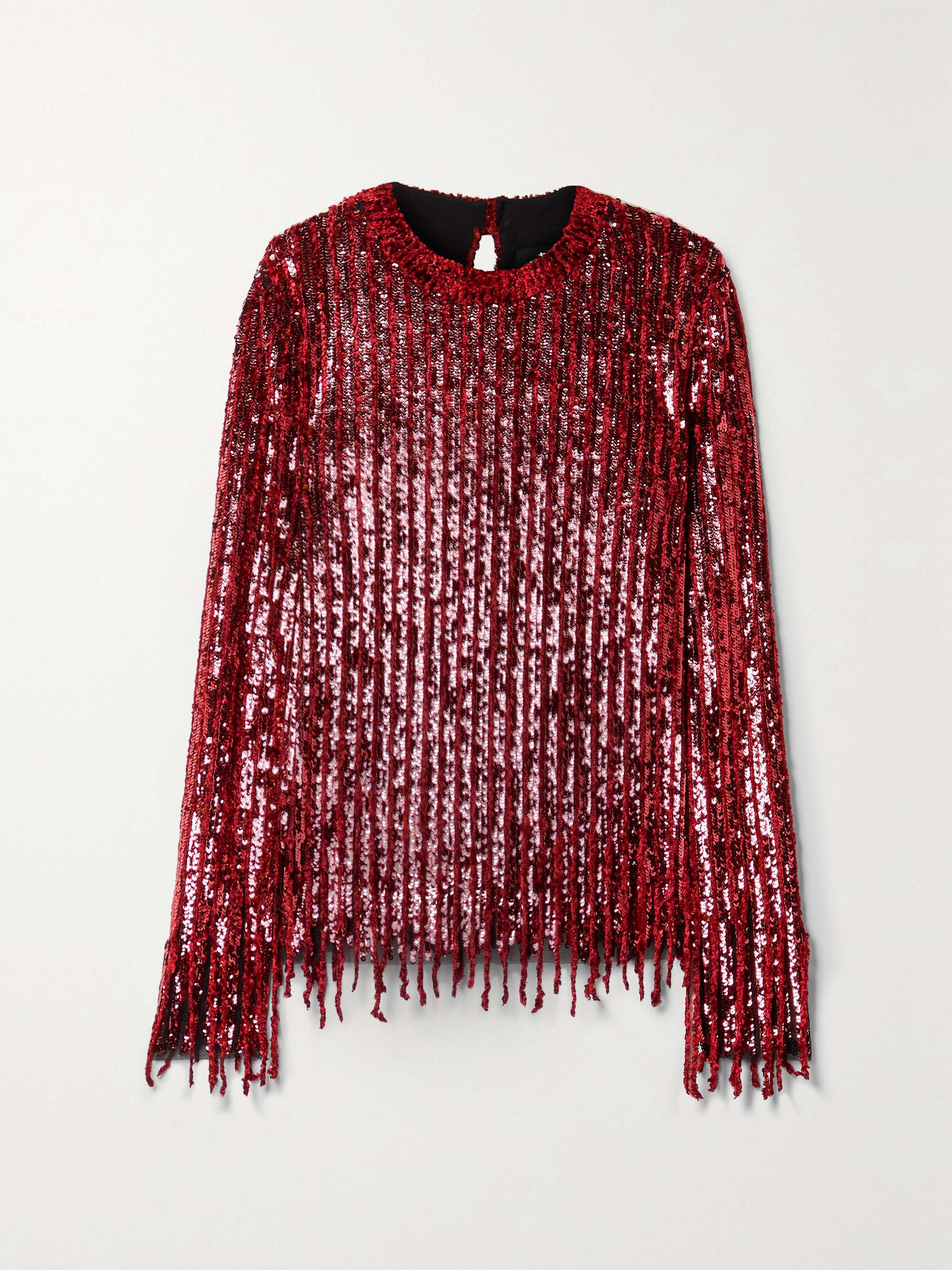 Marlene fringed velvet and sequined tulle blouse