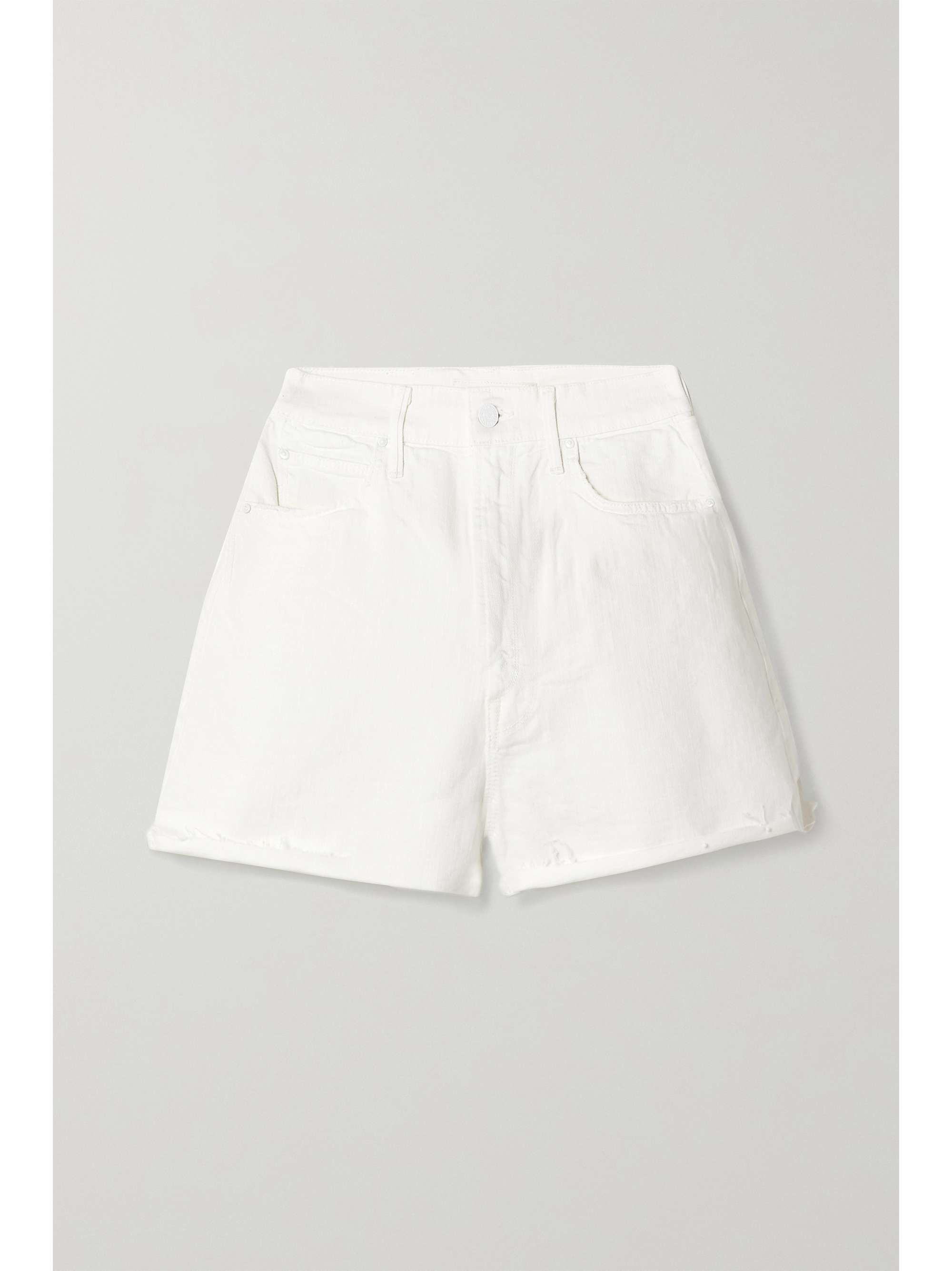 White Tunnel Vision frayed denim shorts 