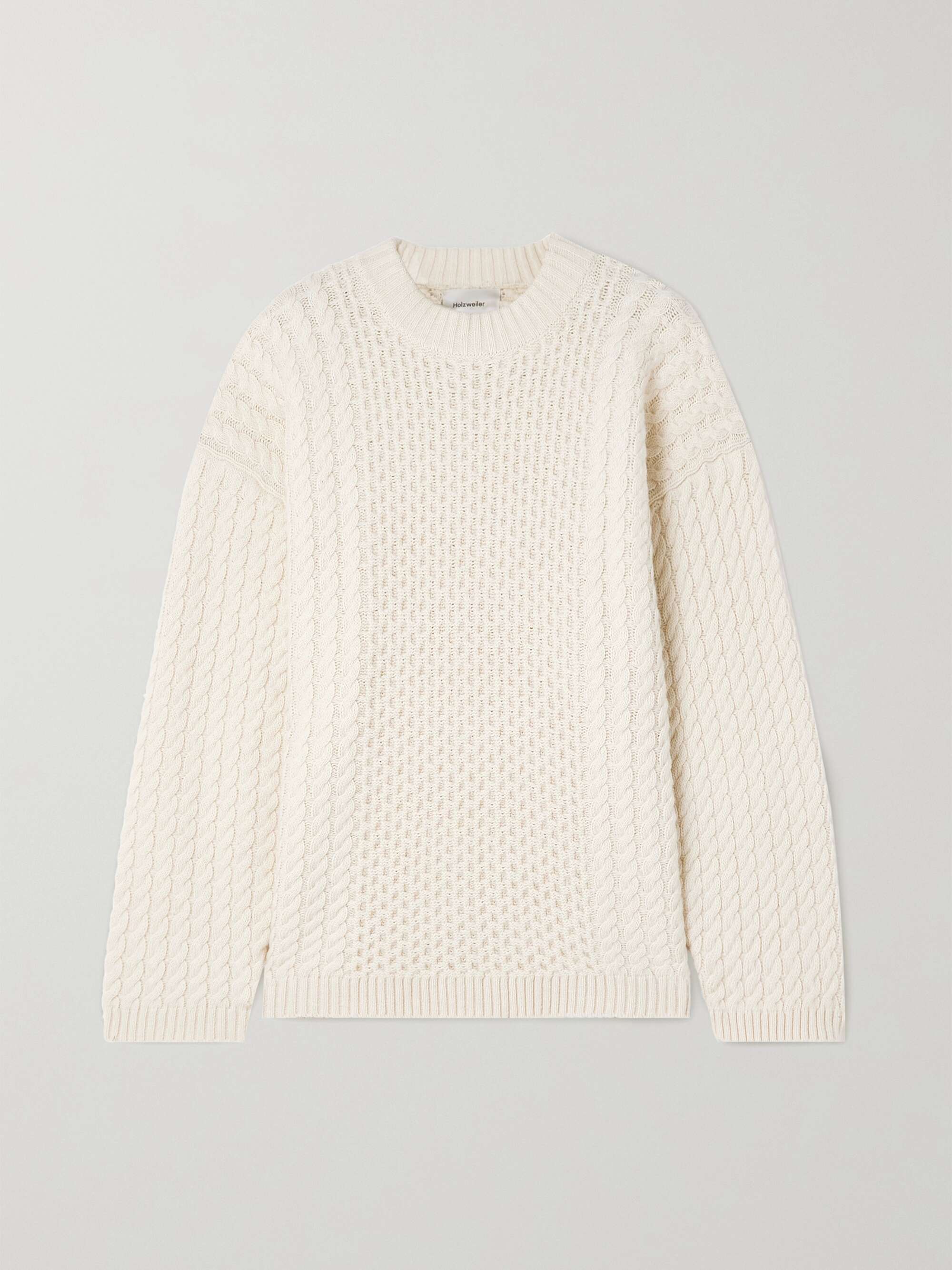 Ecru Deja cable-knit wool-blend sweater 