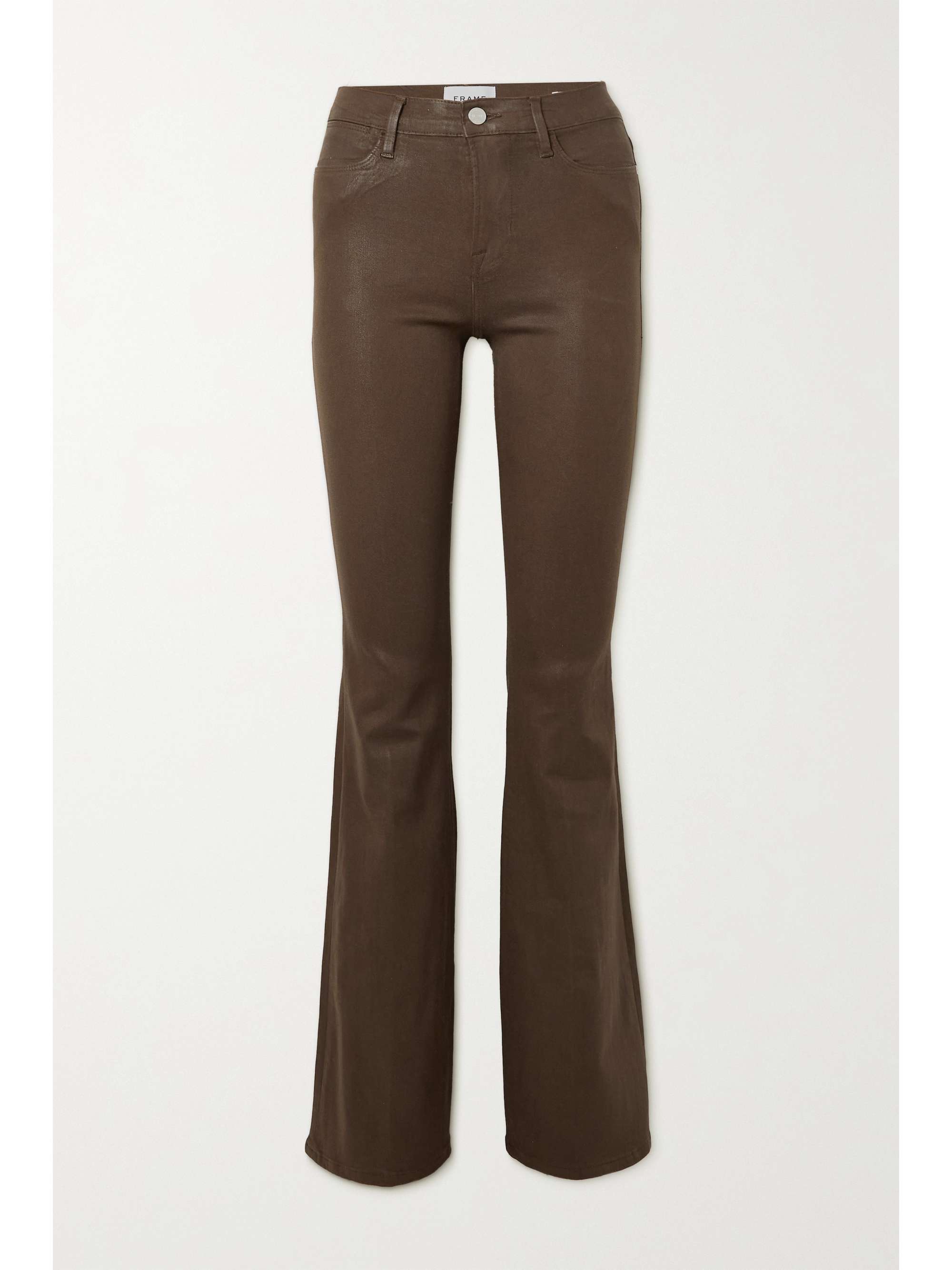 FRAME Le High Flare coated jeans | NET-A-PORTER