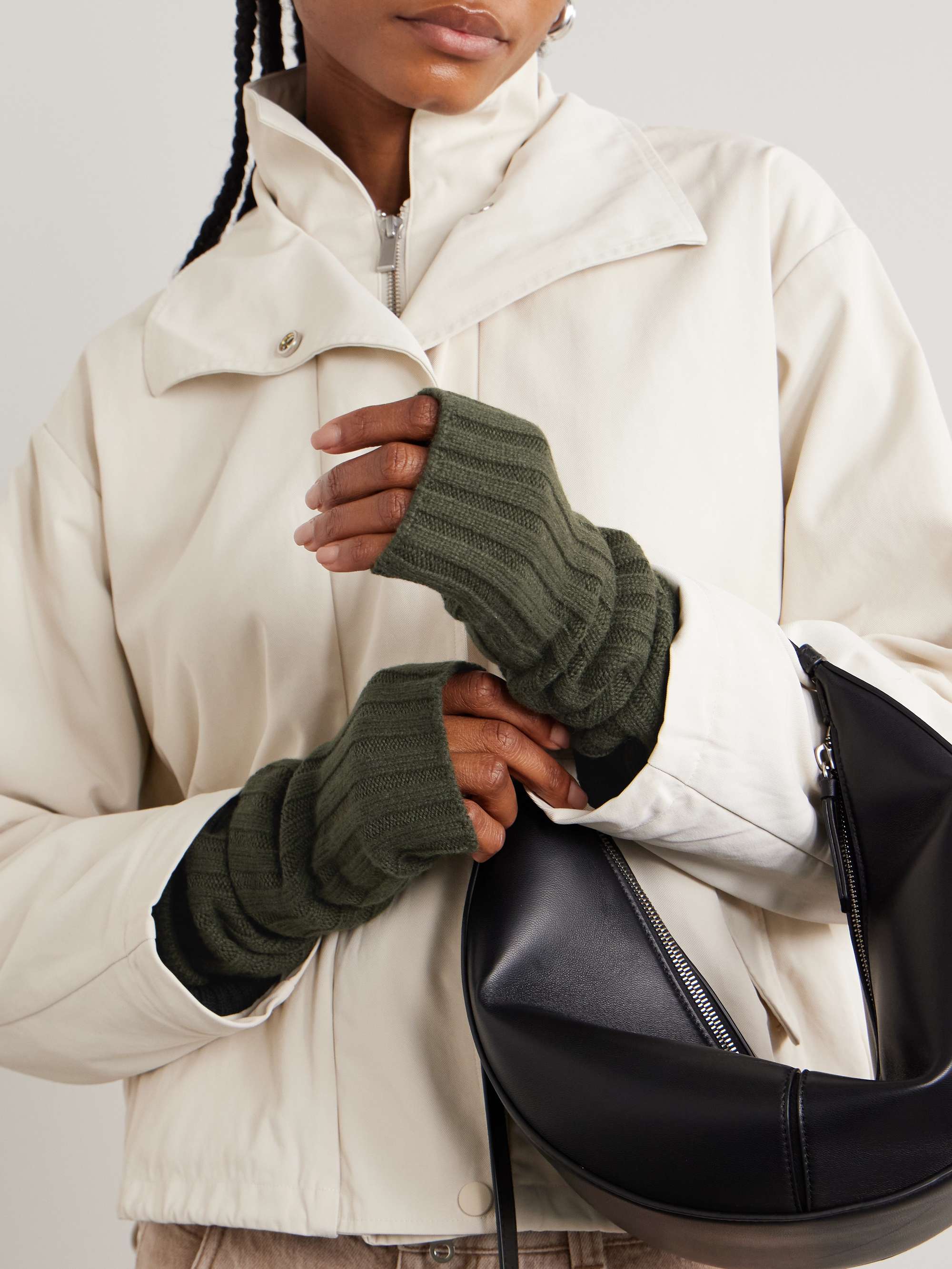 ARCH4 Fingerlose Handschuhe aus geripptem Kaschmir