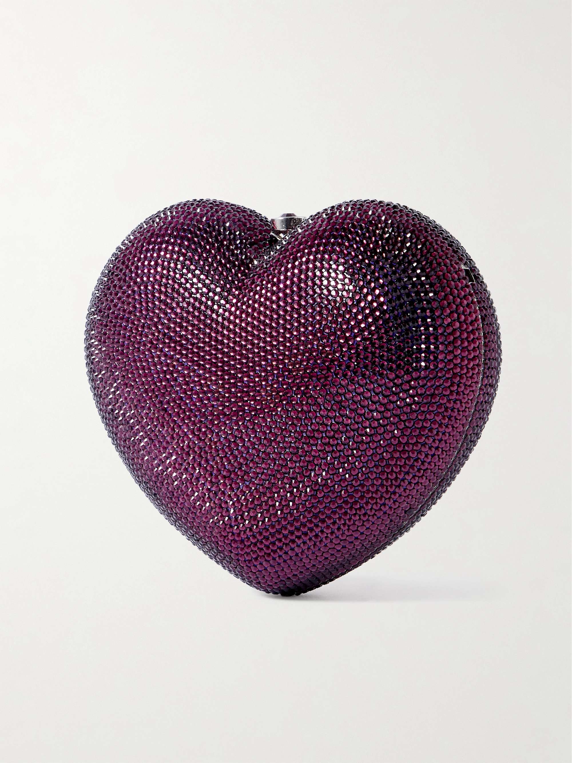 JUDITH LEIBER COUTURE Petit Coeur crystal-embellished silver-tone clutch