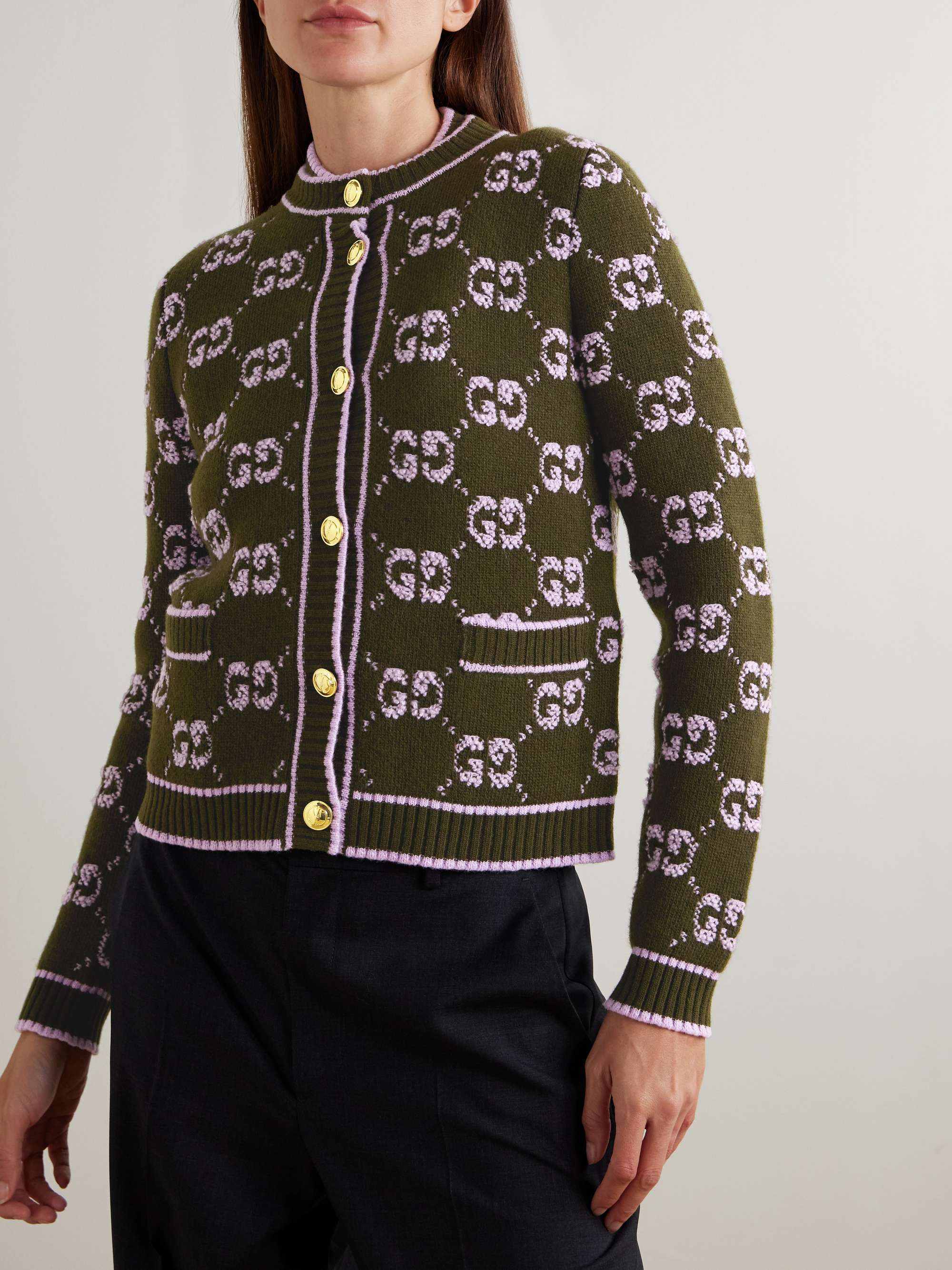 GUCCI كارديغان من الصوف بحبكة الجاكار