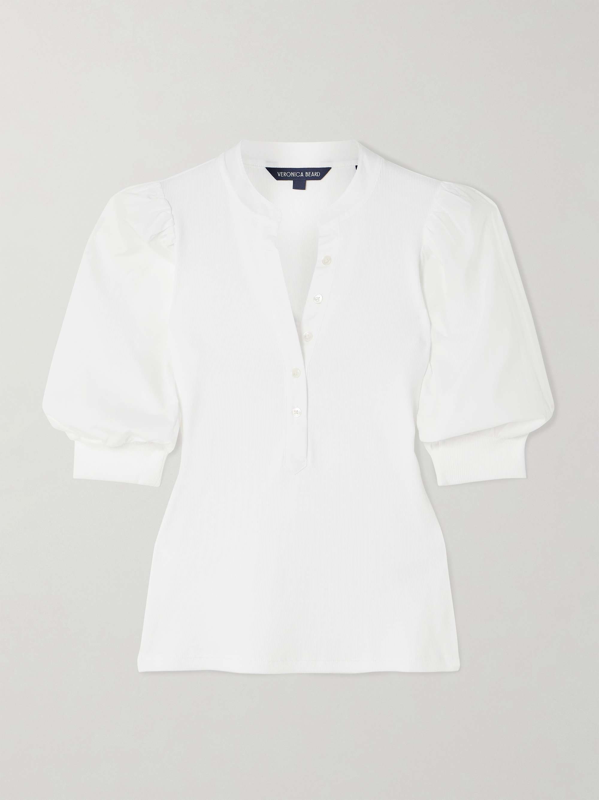 VERONICA BEARD Coralee poplin and ribbed stretch-cotton jersey top