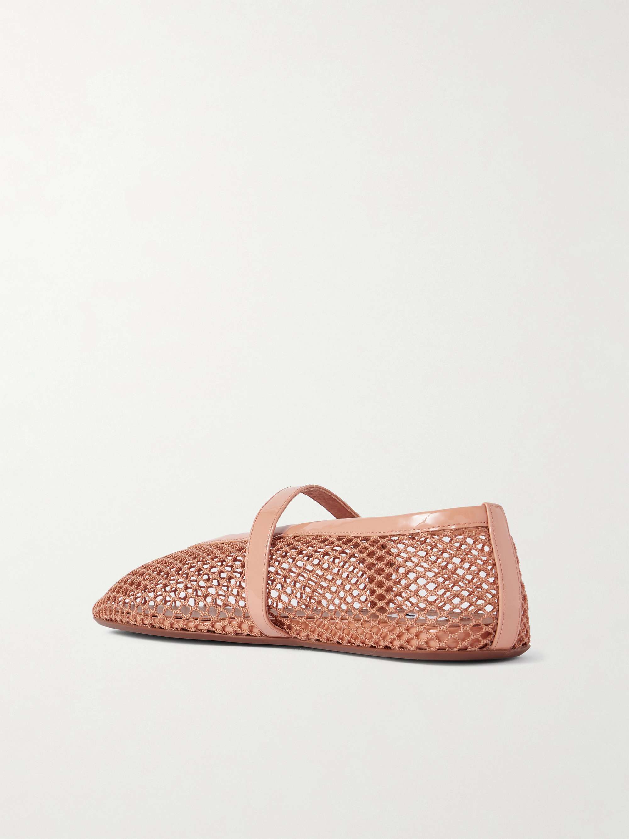 ALAÏA Patent leather-trimmed mesh ballet flats
