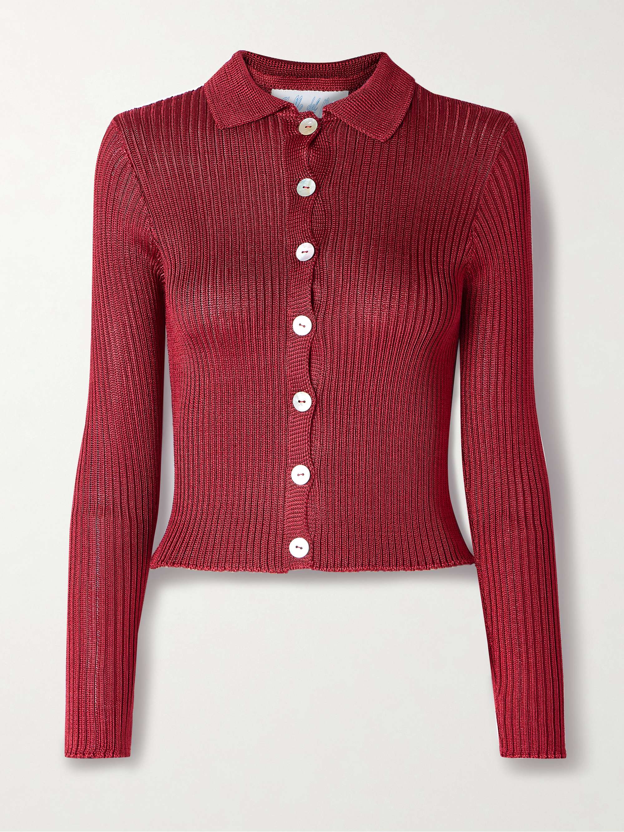 CALLE DEL MAR Cropped ribbed-knit cardigan