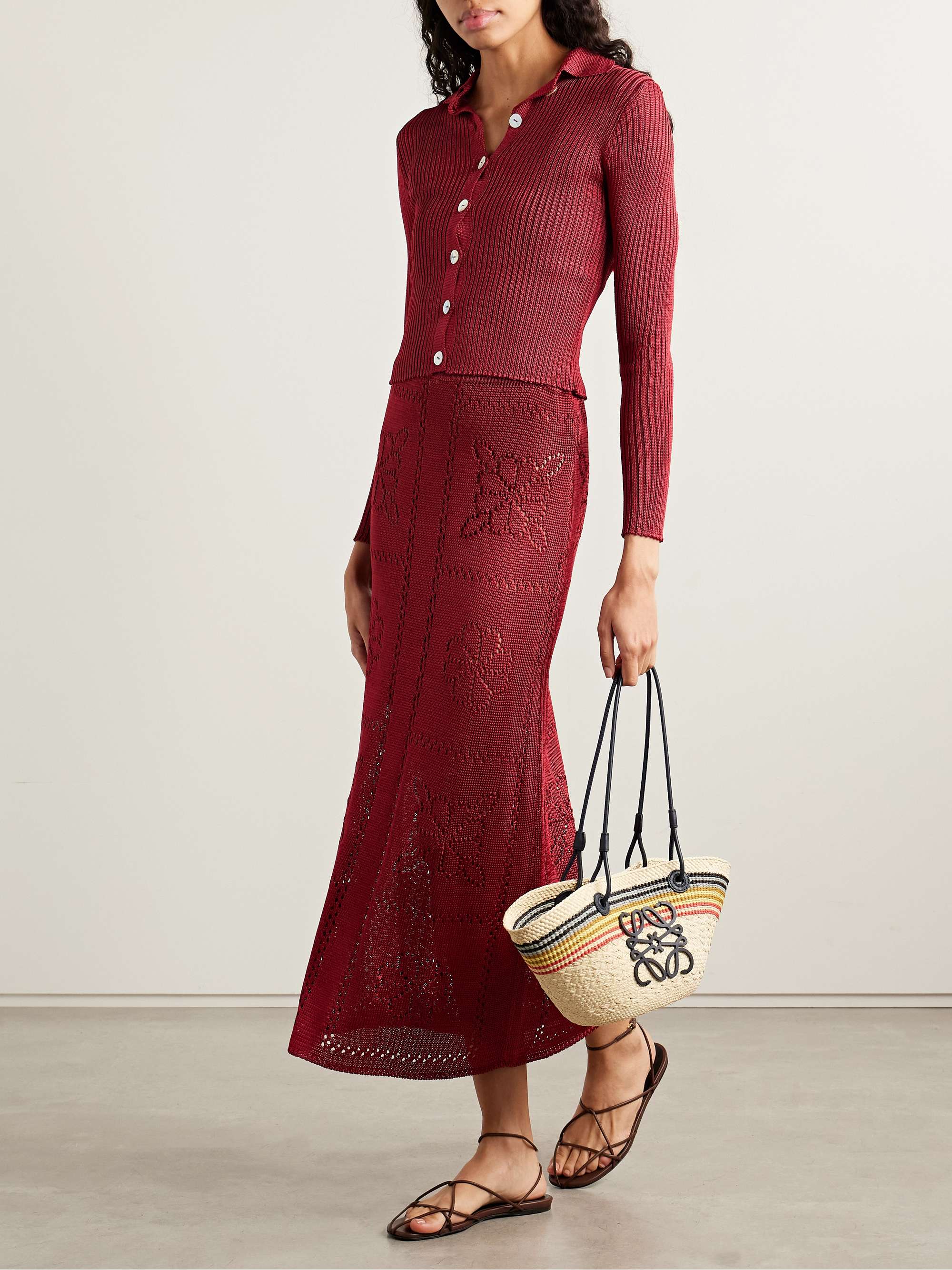 CALLE DEL MAR Cropped ribbed-knit cardigan