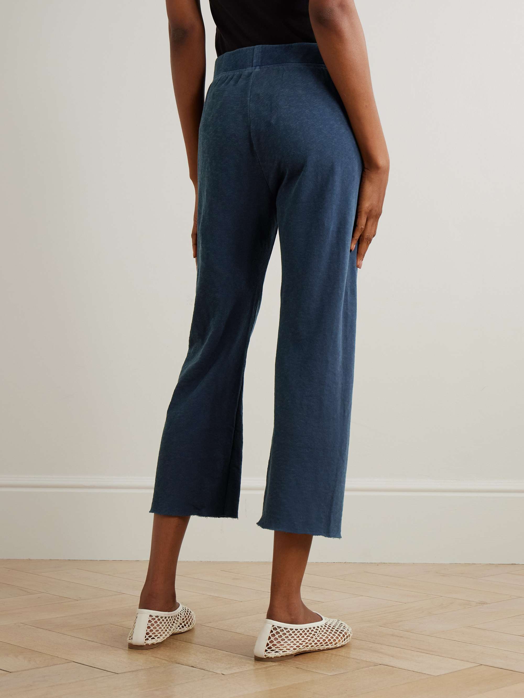 JAMES PERSE Cropped Supima cotton-terry track pants