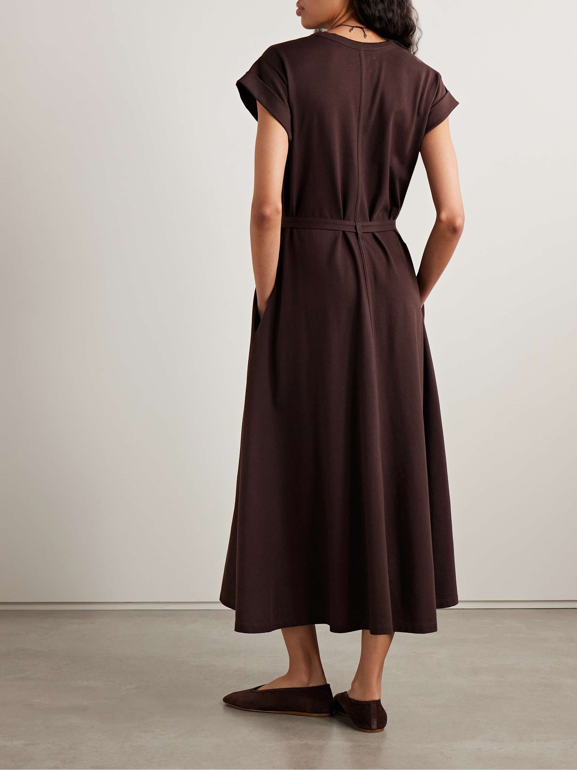 LA LIGNE Belted organic cotton-jersey midi dress