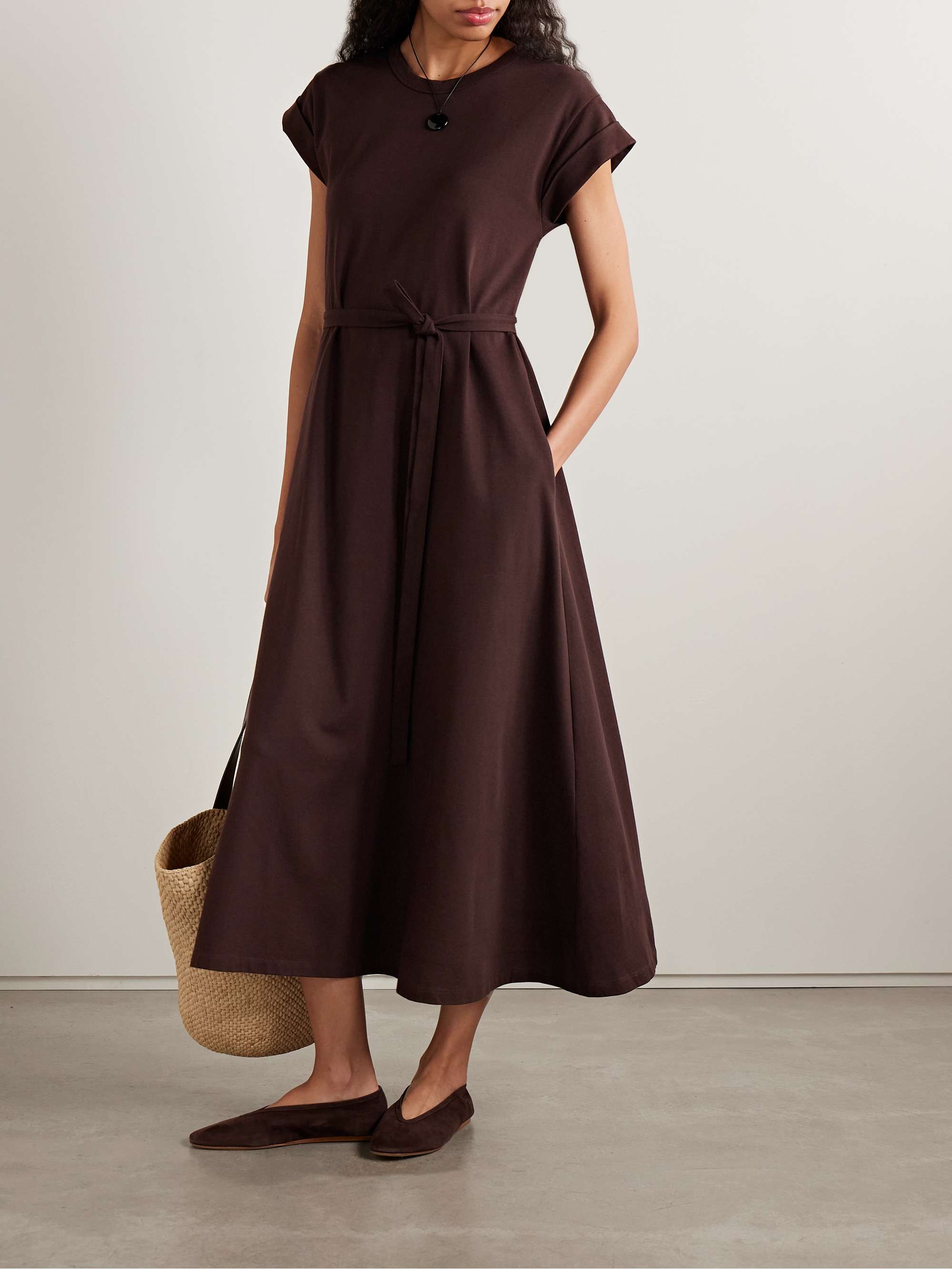 LA LIGNE Belted organic cotton-jersey midi dress