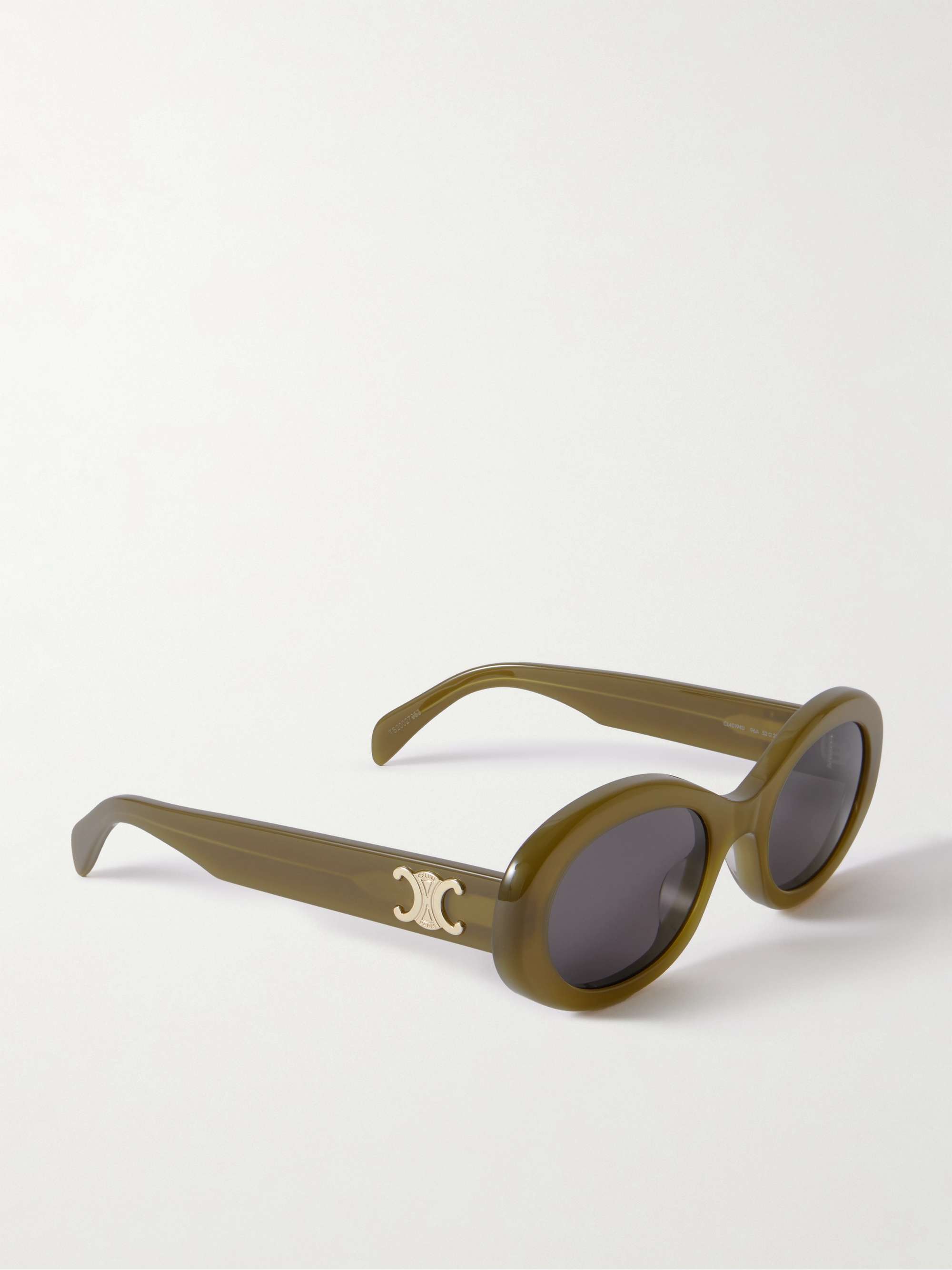 CELINE EYEWEAR Triomphe oval-frame acetate sunglasses