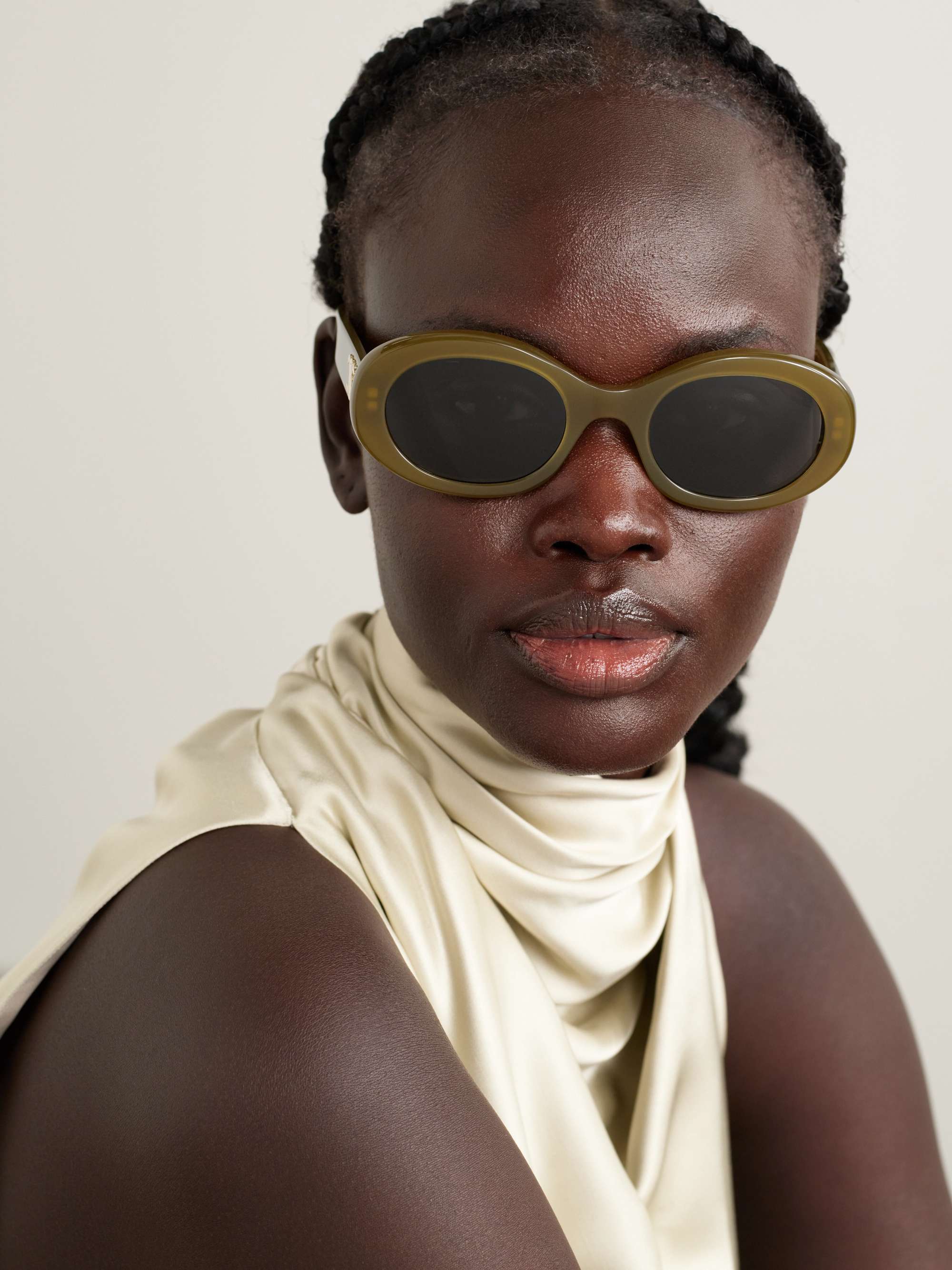 CELINE EYEWEAR Triomphe oval-frame acetate sunglasses