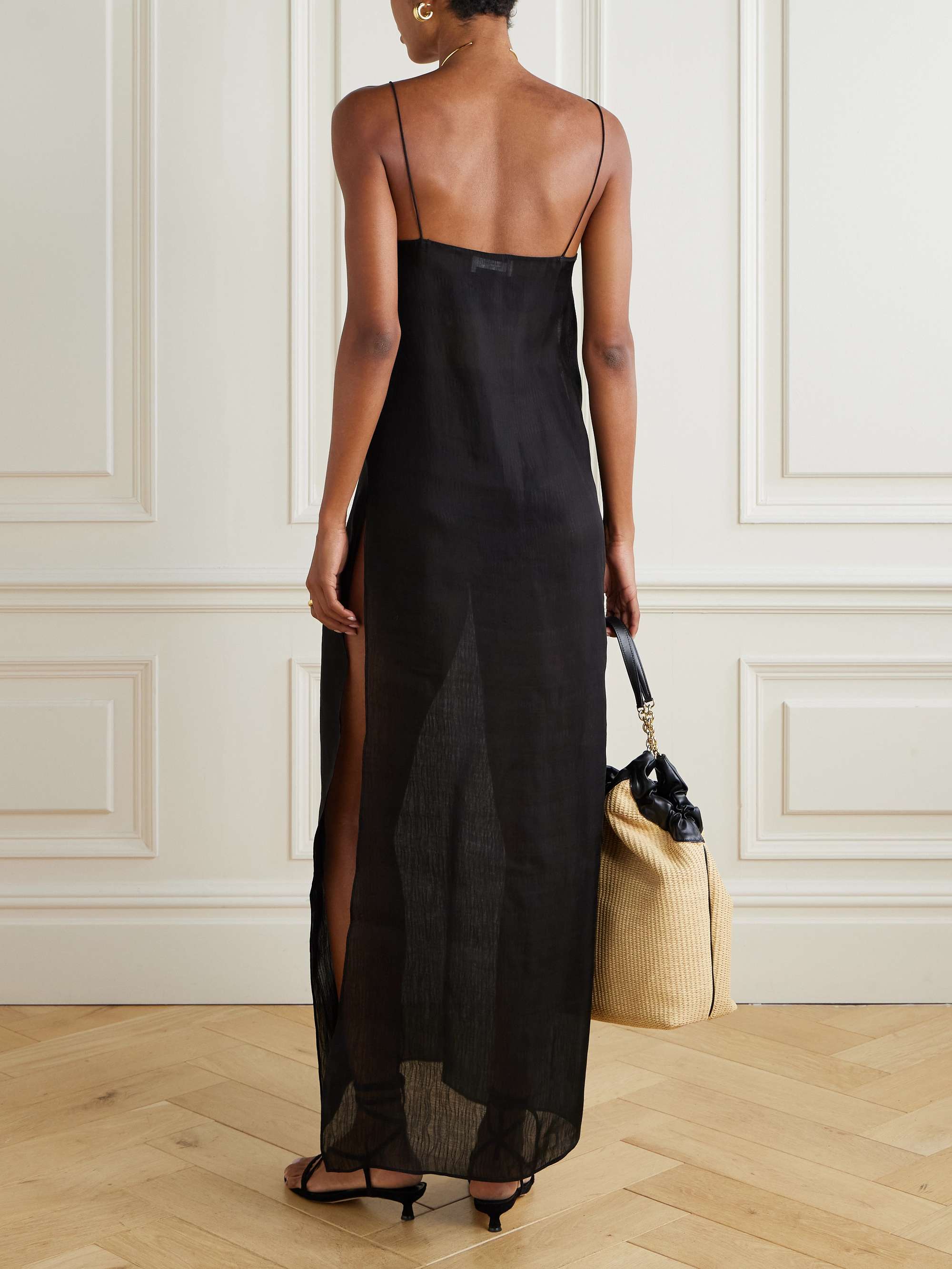 MATTEAU + NET SUSTAIN shirred organic cotton and mulberry silk-blend maxi dress