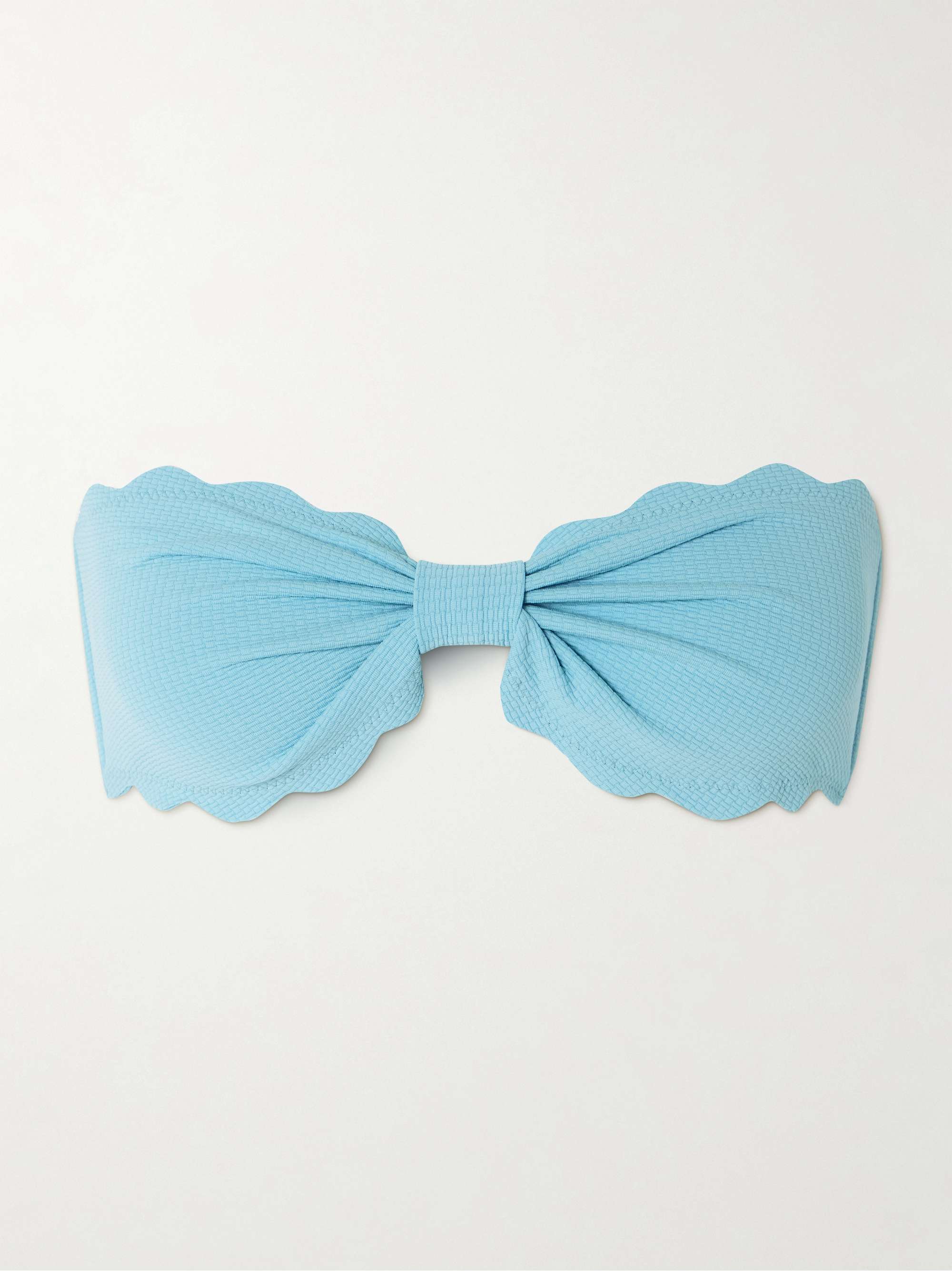MARYSIA Antibes scalloped seersucker bandeau bikini top