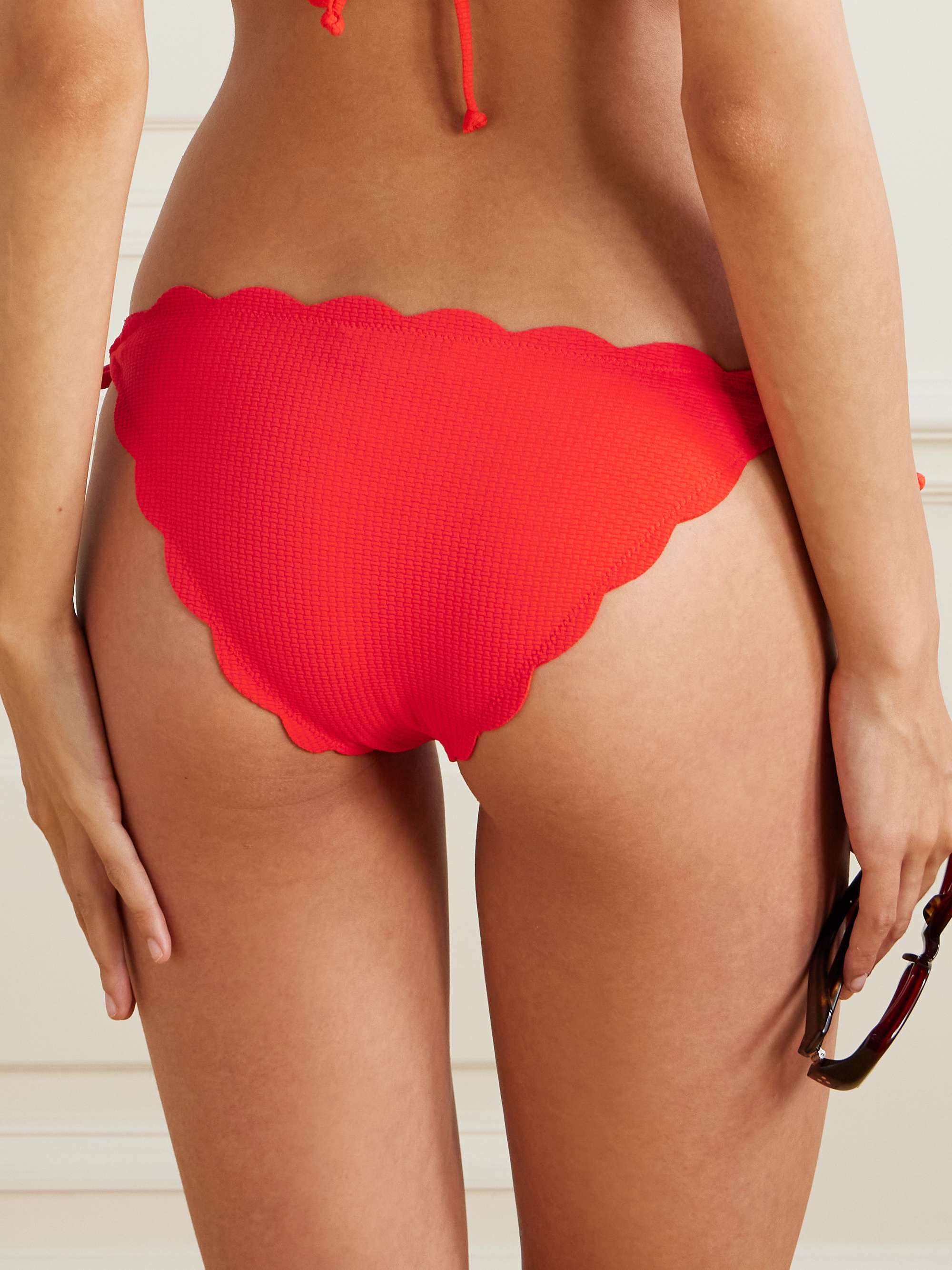 MARYSIA Mott reversible scalloped checked seersucker bikini briefs