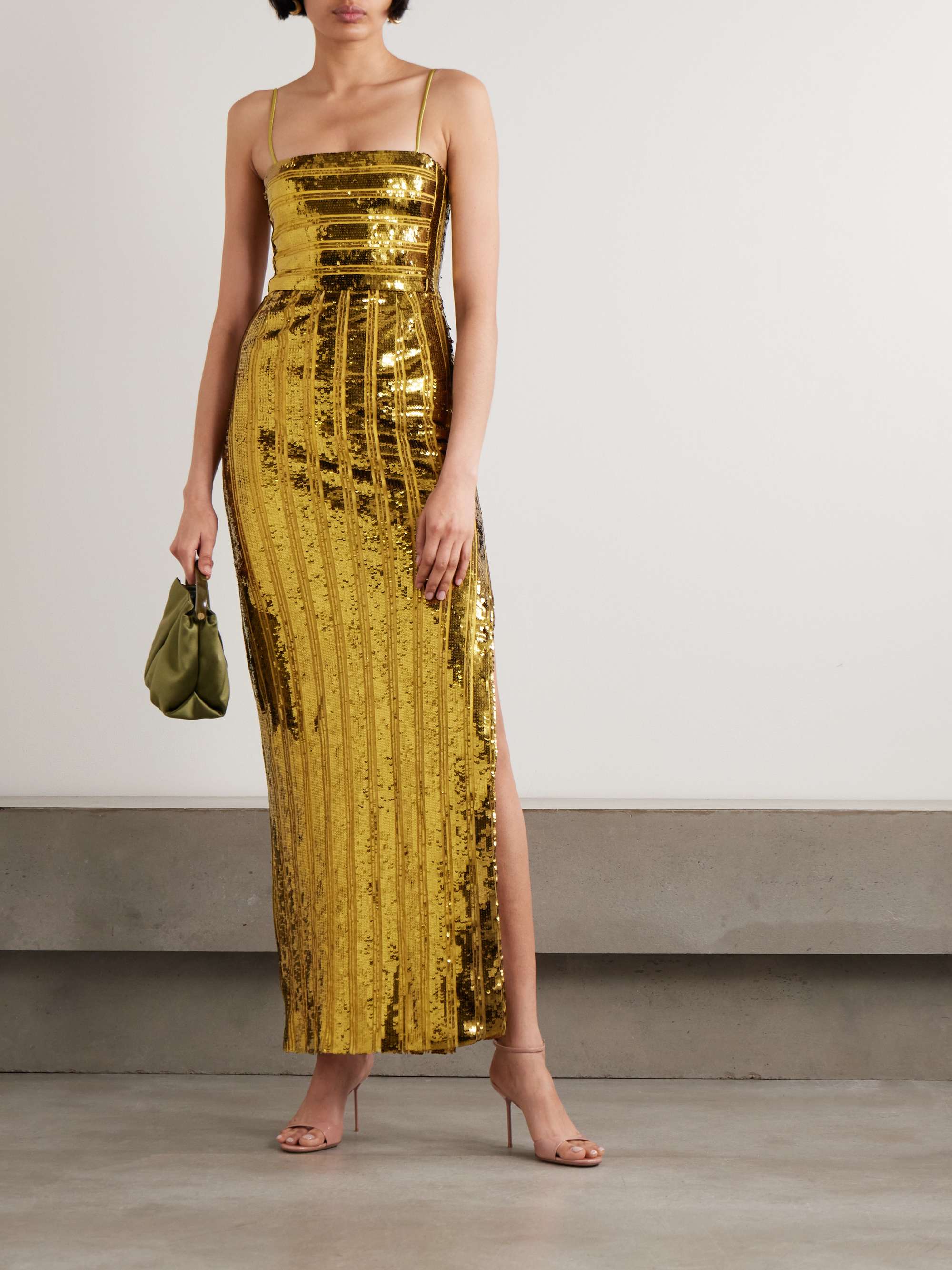 GALVAN Robe du soir en tulle à sequins et à rayures Stargaze