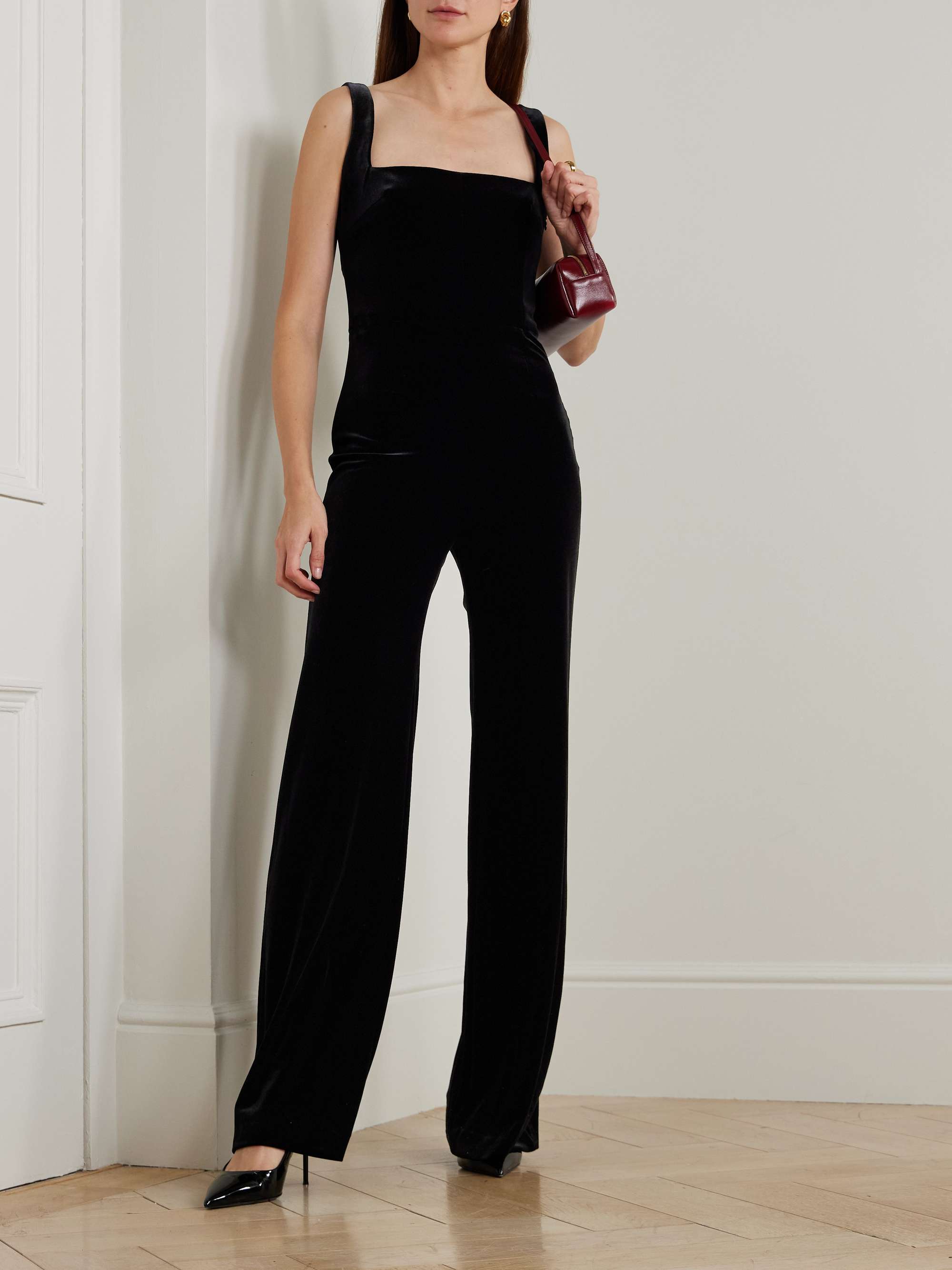 GALVAN Vesper velvet jumpsuit