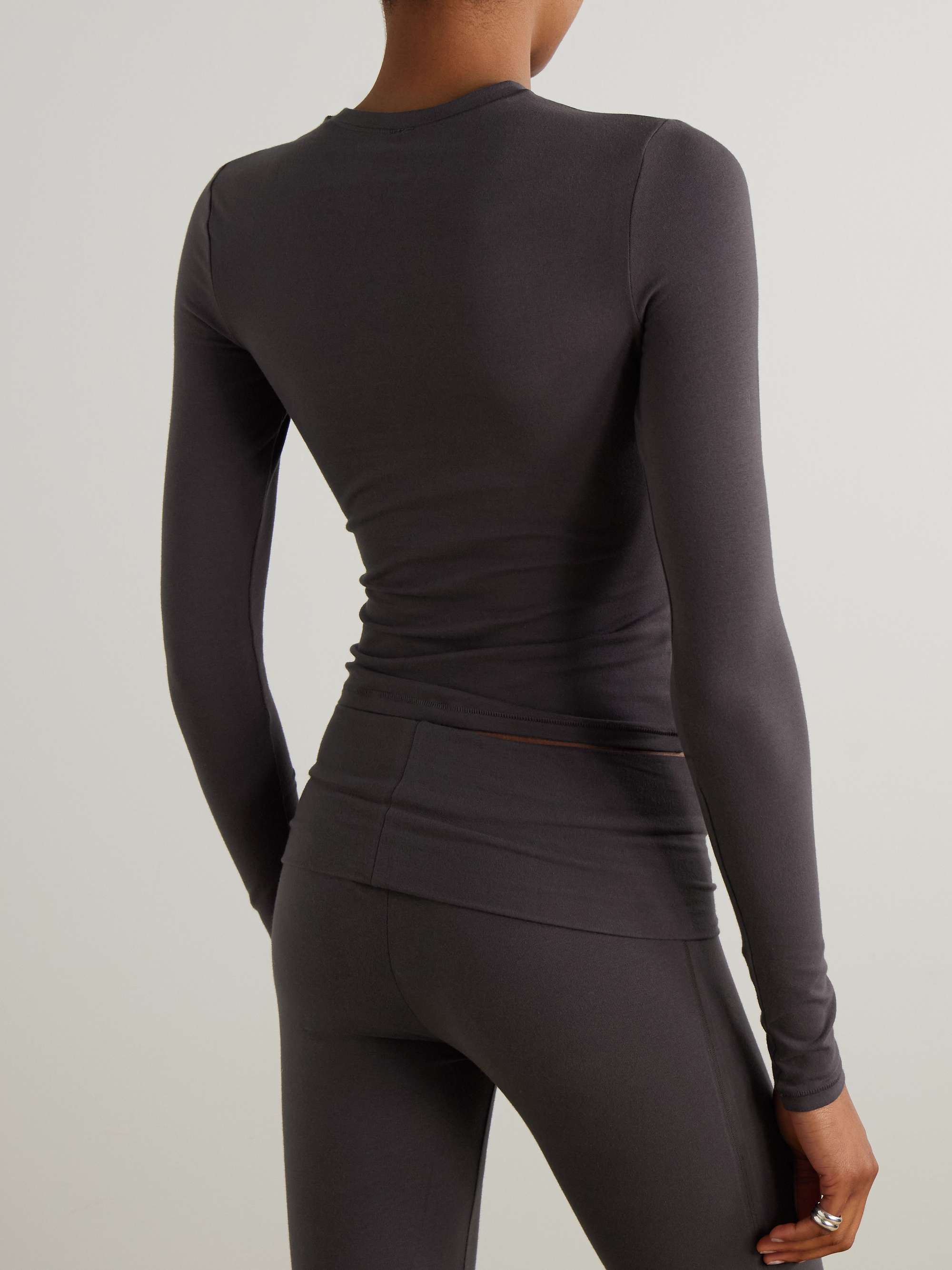 SKIMS Stretch-cotton jersey top - Light Heather Gray
