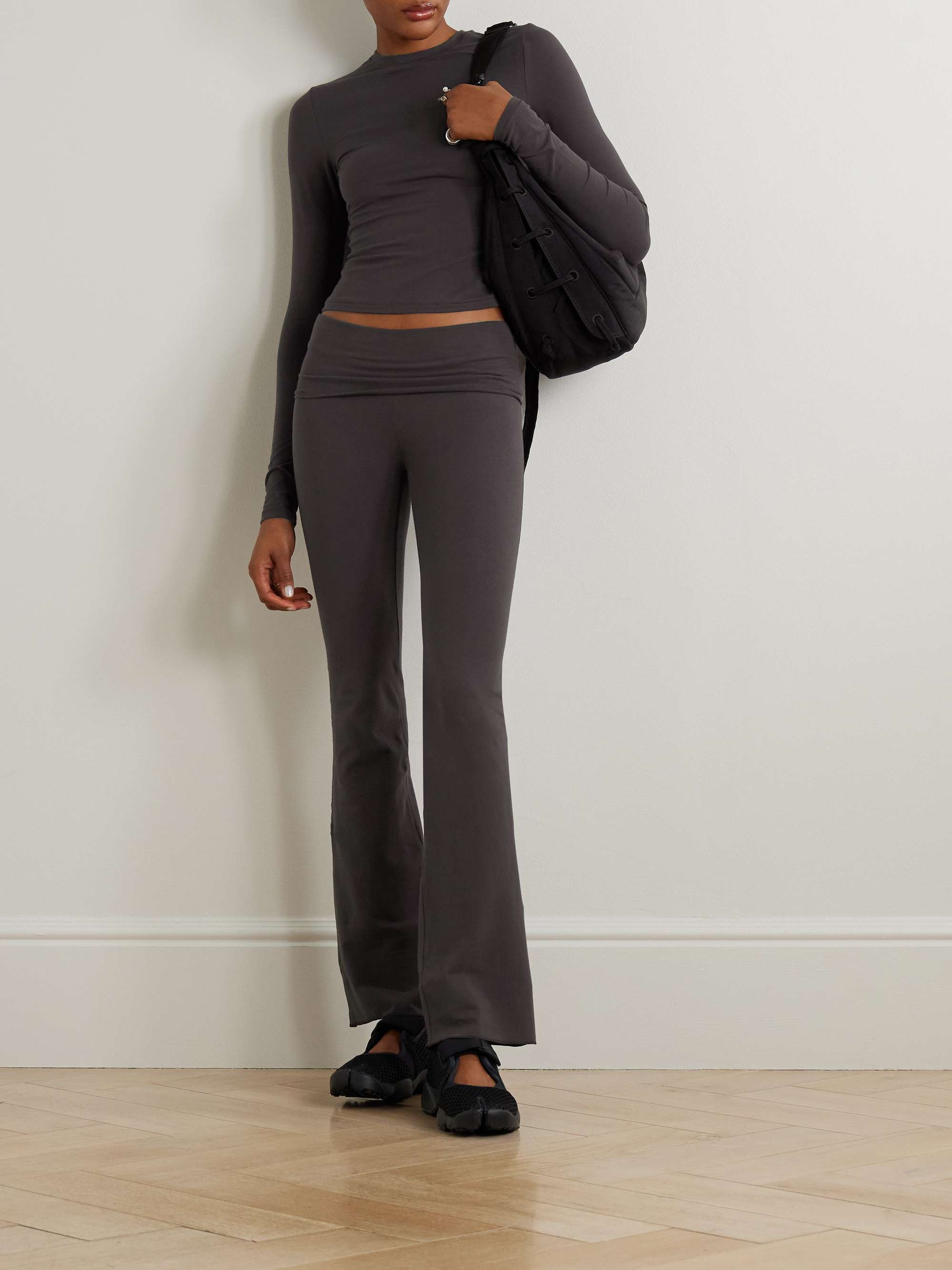 SKIMS Stretch-cotton jersey top - Light Heather Gray