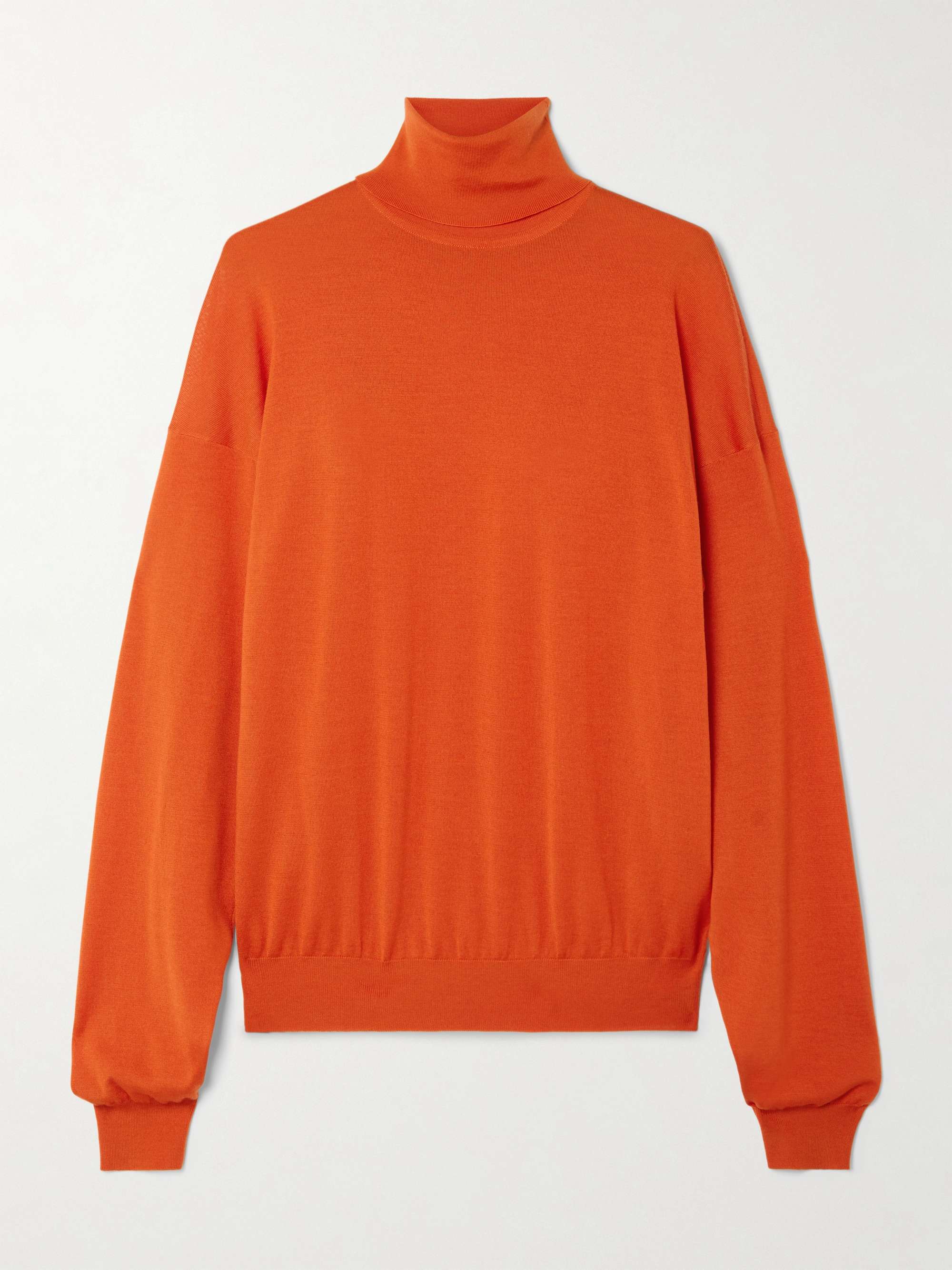 SAINT LAURENT Ribbed wool, cashmere and silk-blend turtleneck sweater