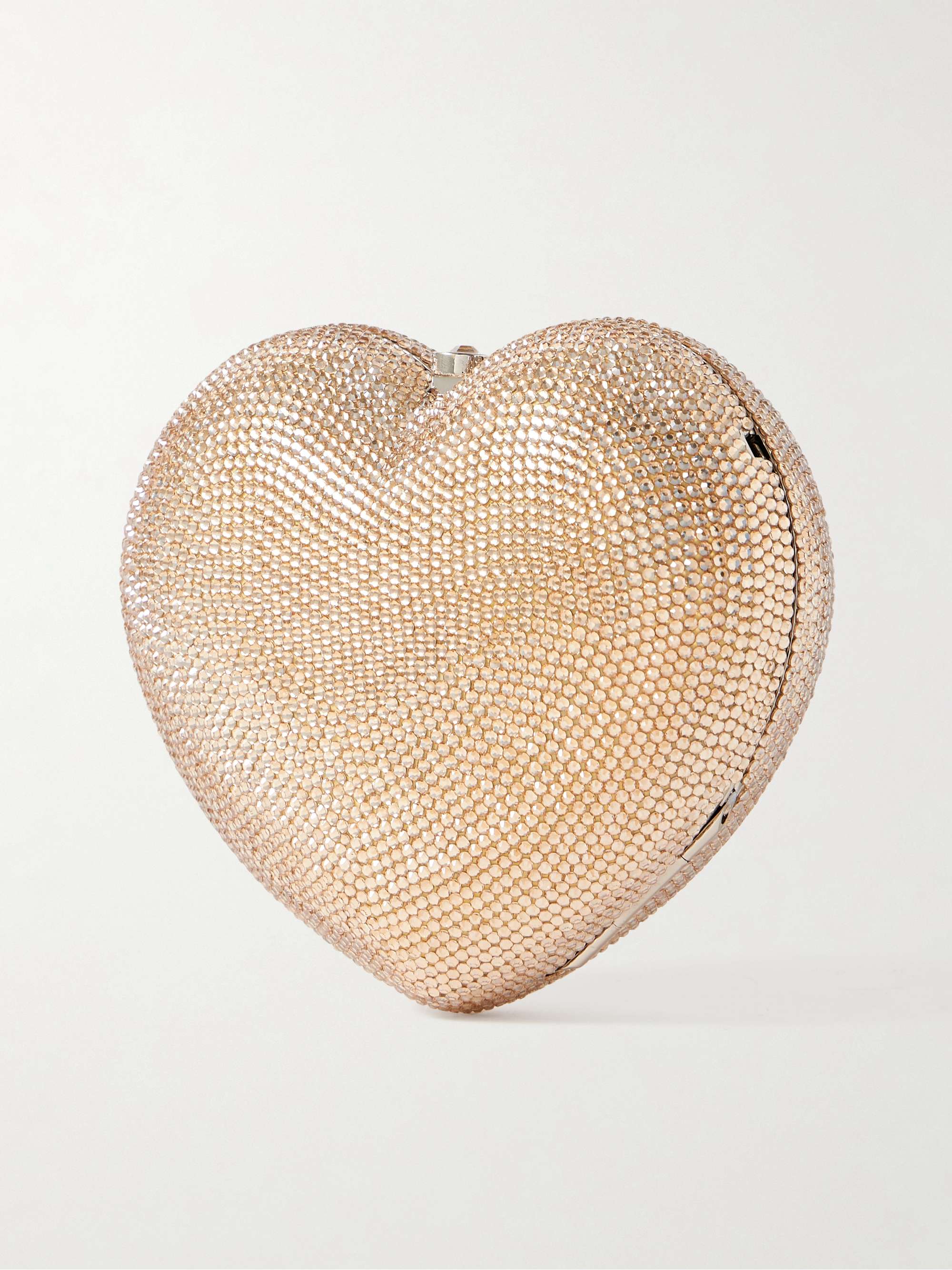 JUDITH LEIBER COUTURE Petit Coeur crystal-embellished silver-tone clutch