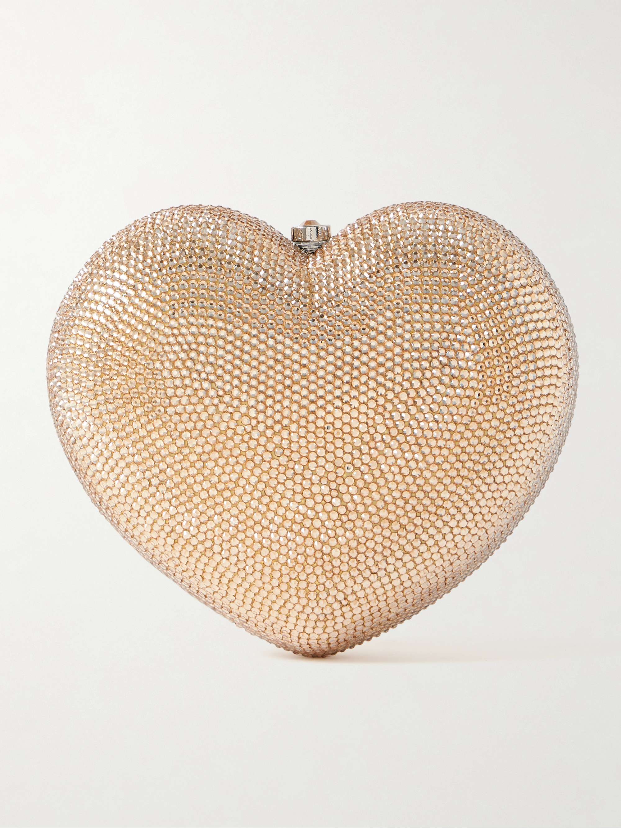 JUDITH LEIBER COUTURE Petit Coeur crystal-embellished silver-tone clutch