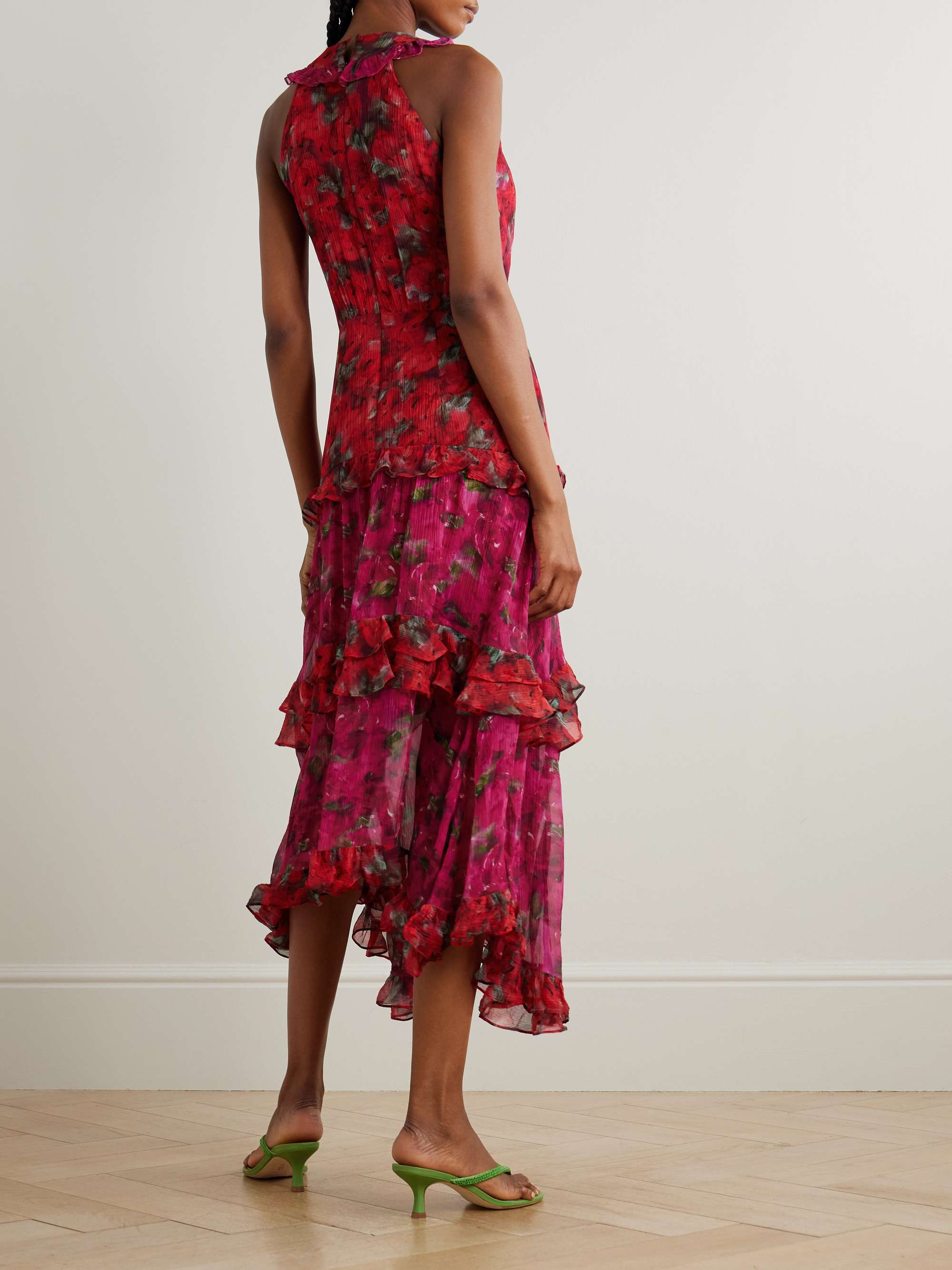 SALONI Jolie tiered floral-print silk-chiffon and crepon maxi dress