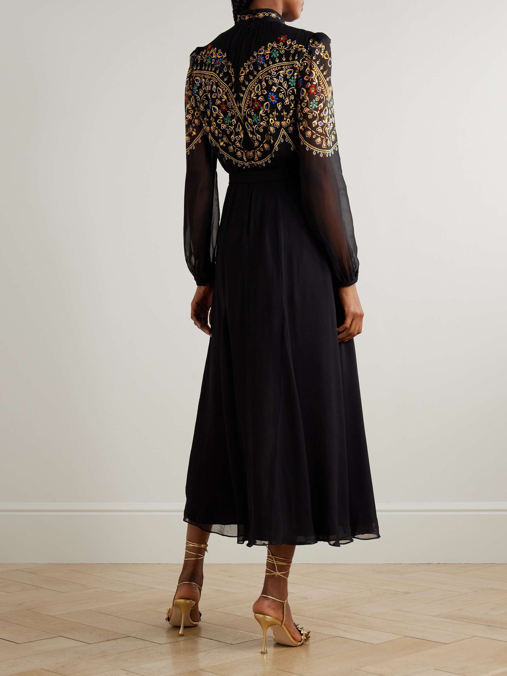 SALONI Jacqui-B printed silk crepe de chine maxi dress