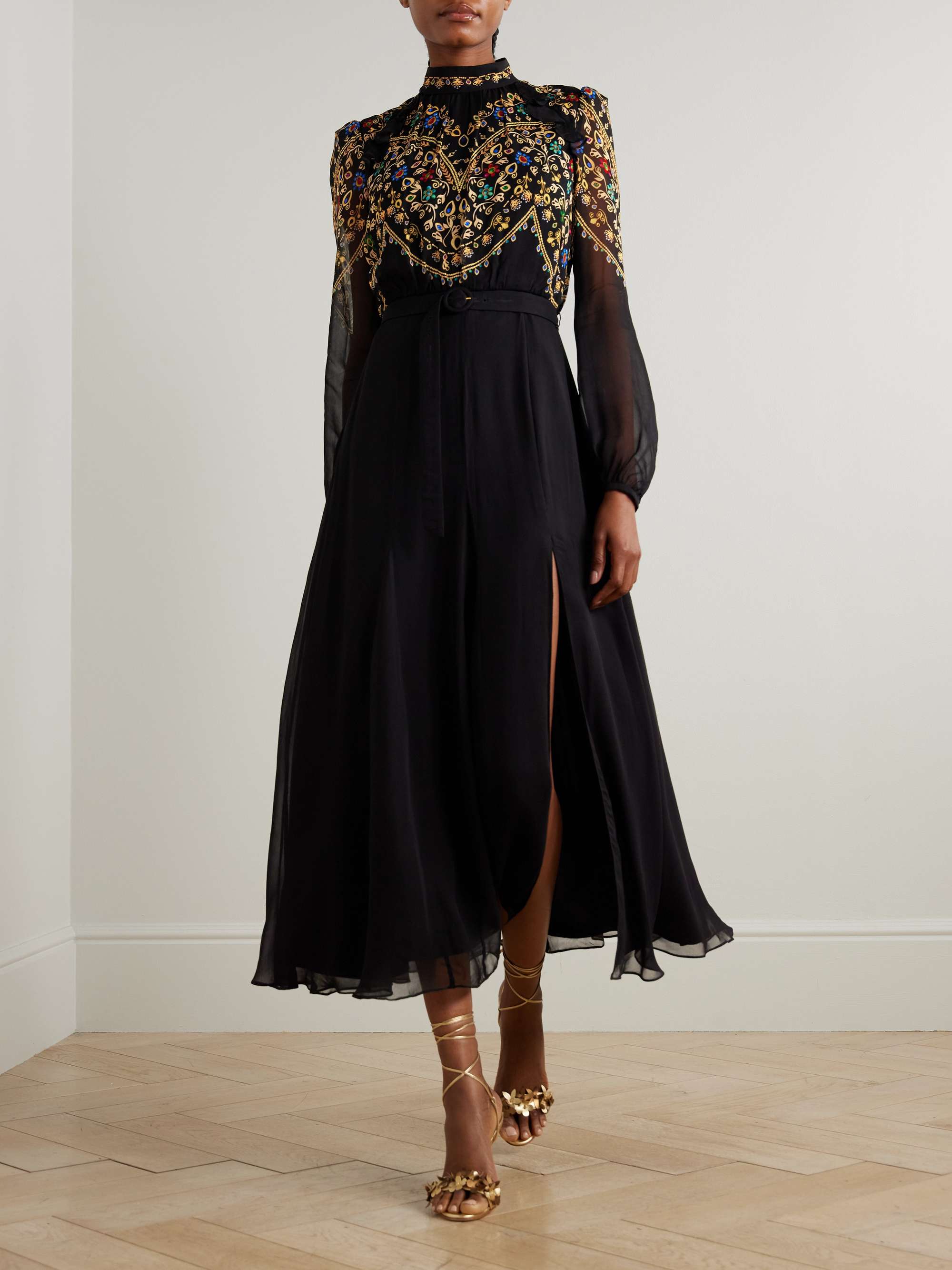 SALONI Jacqui-B printed silk crepe de chine maxi dress