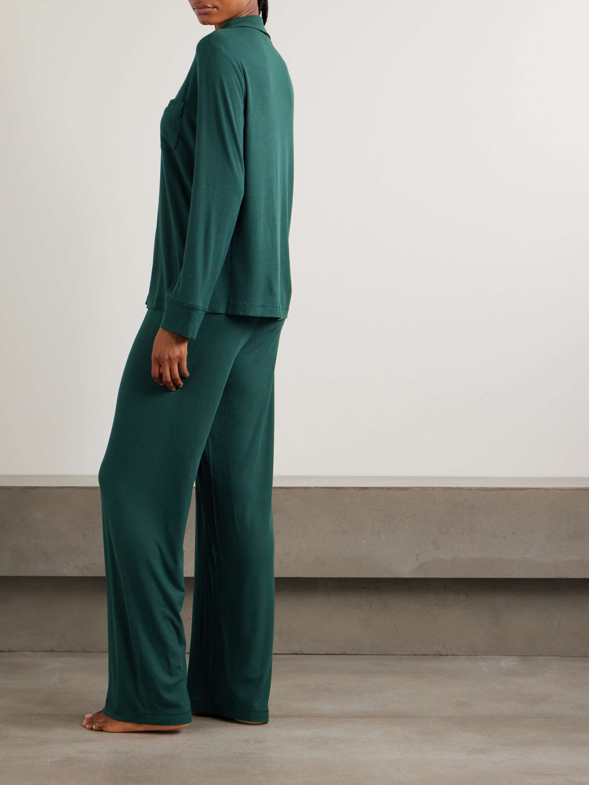 SKIMS Ribbed stretch-modal jersey lounge set - Heather Grey