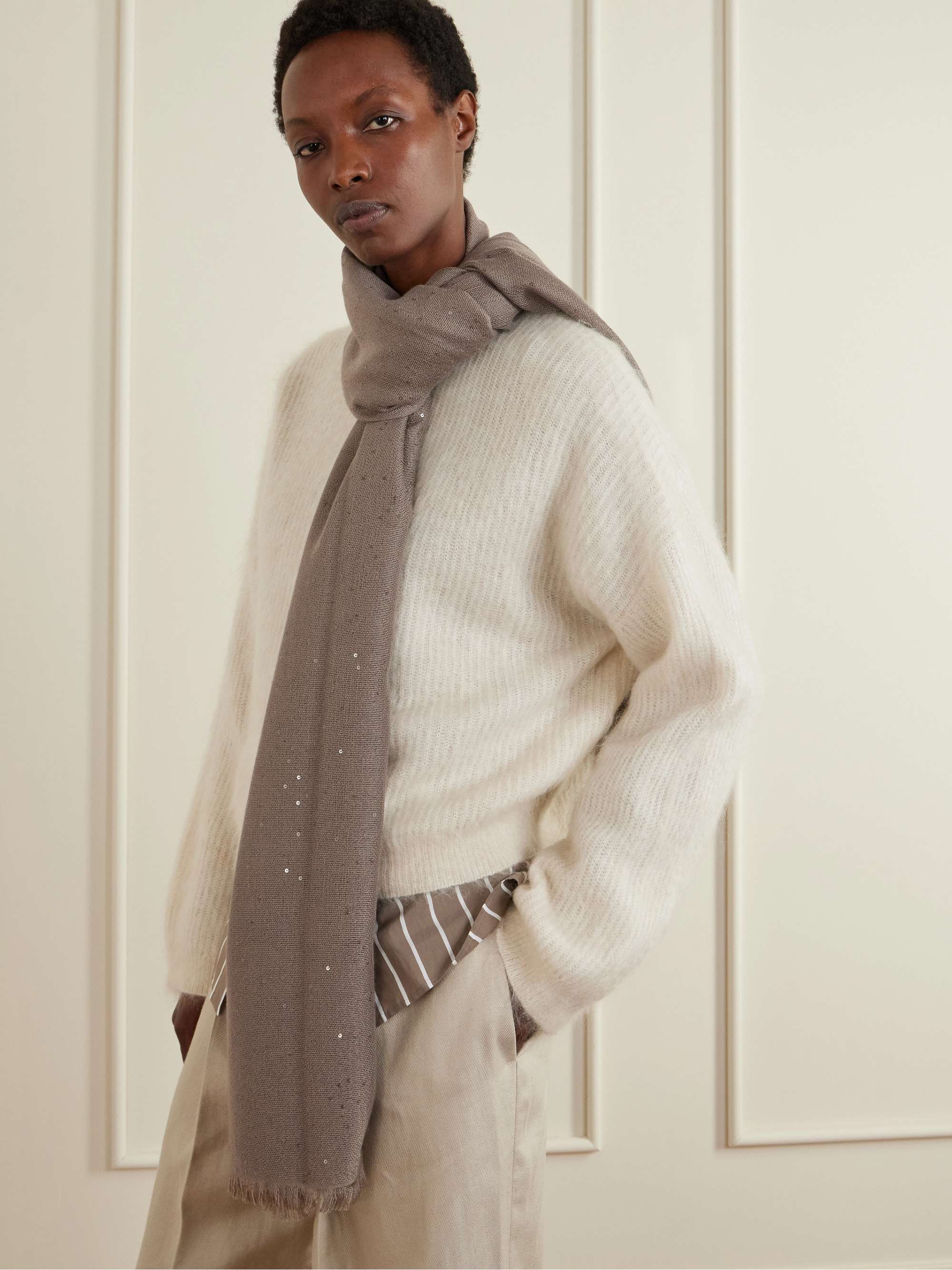 BRUNELLO CUCINELLI Schal aus einer Kaschmir-Seidenmischung mit Pailletten