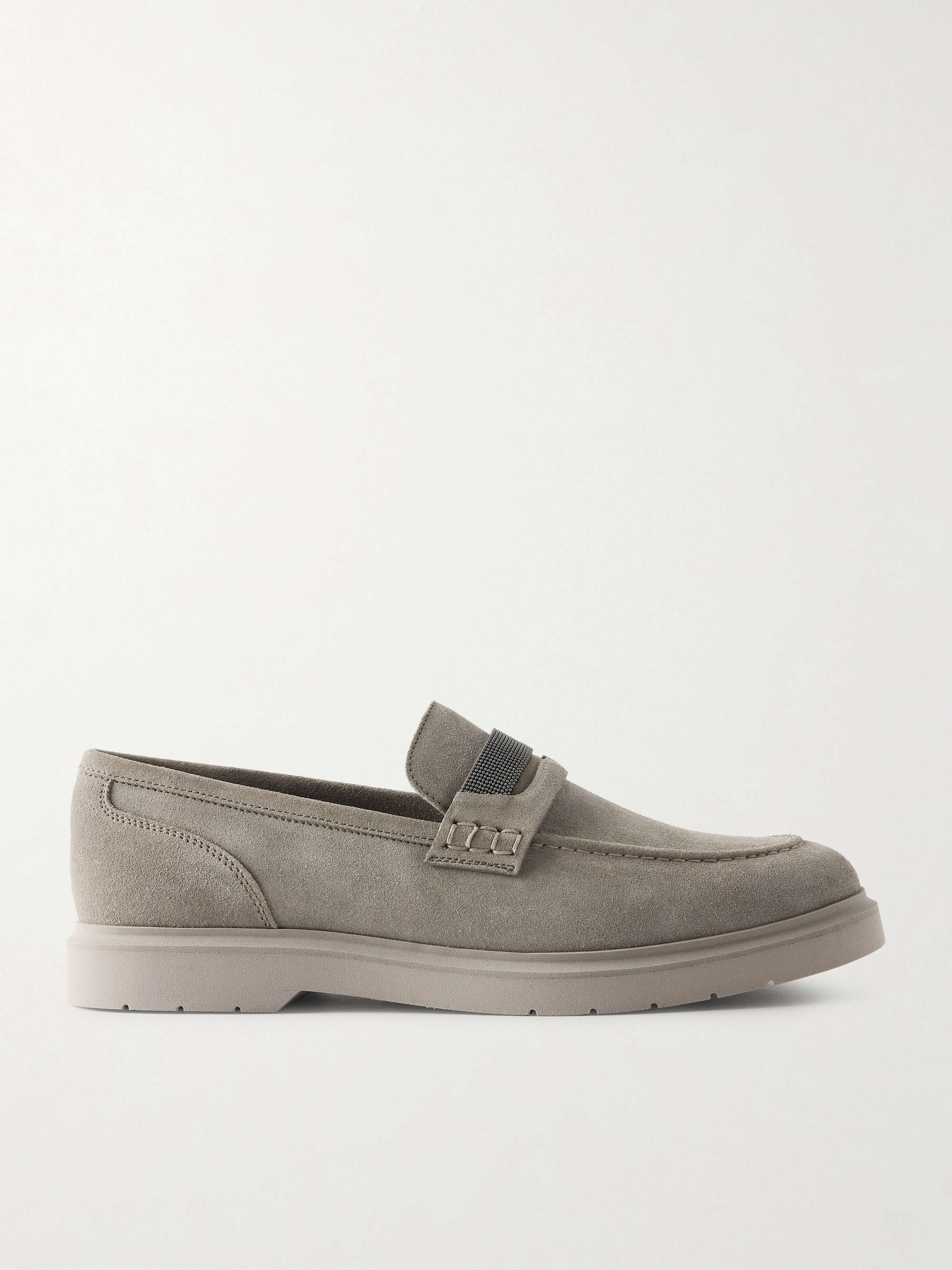 BRUNELLO CUCINELLI Embellished suede loafers