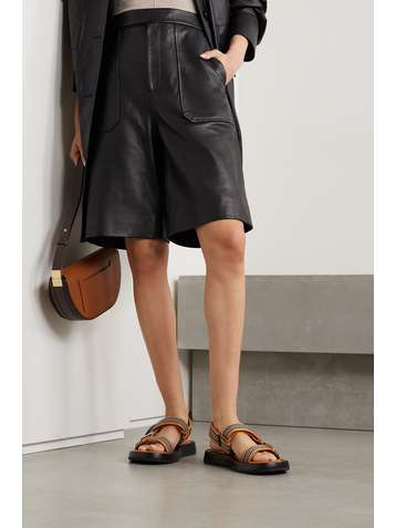 BURBERRY Sandales en toile à rayures et à finitions en cuir