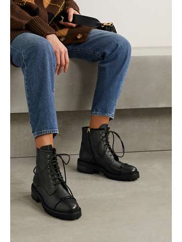 MALONE SOULIERS Bryce 30 patent-trimmed leather ankle boots