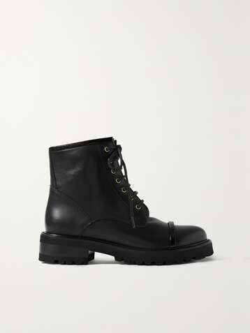 MALONE SOULIERS Bryce 30 patent-trimmed leather ankle boots