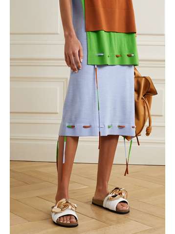 JW ANDERSON Chain-embellished leather slides