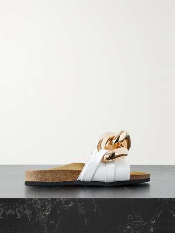 JW ANDERSON Chain-embellished leather slides