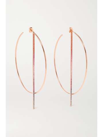 DIANE KORDAS Rainbow 18-karat rose gold, sapphire and amethyst hoop earrings