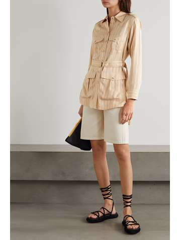 KHAITE Chemise en jacquard à rayures et à ceinture Lia