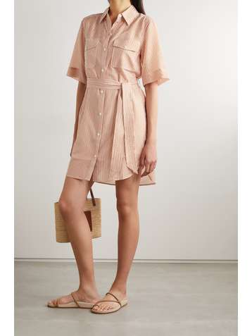 EQUIPMENT Amadee belted striped cotton and silk-blend shirt dress