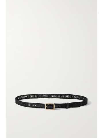 FENDI Leather-trimmed crochet-knit belt