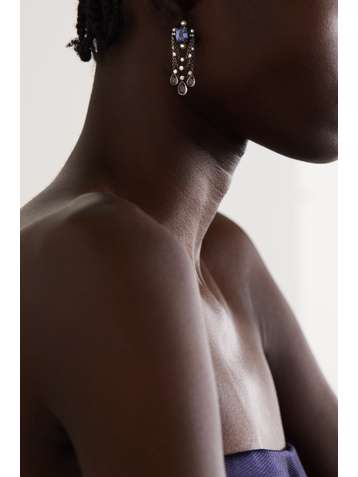 NADIA MORGENTHALER + NET SUSTAIN 18-karat blackened white gold multi-stone earrings