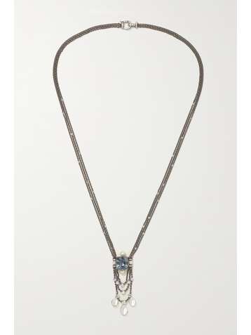 NADIA MORGENTHALER + NET SUSTAIN 18-karat blackened white gold and blackened sterling silver multi-stone necklace