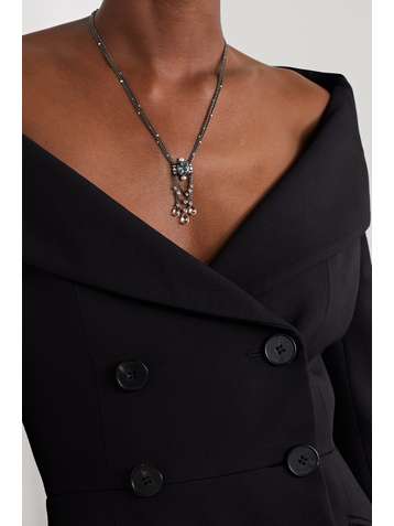 NADIA MORGENTHALER + NET SUSTAIN 18-karat blackened white gold and blackened sterling silver multi-stone necklace