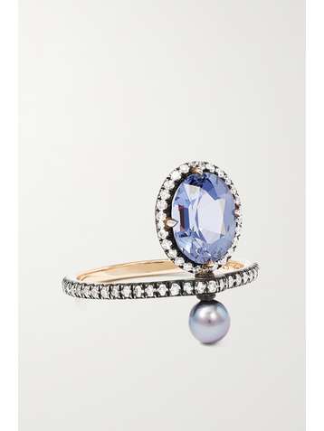 NADIA MORGENTHALER + NET SUSTAIN 18-karat recycled red gold and blackened sterling silver multi-stone ring